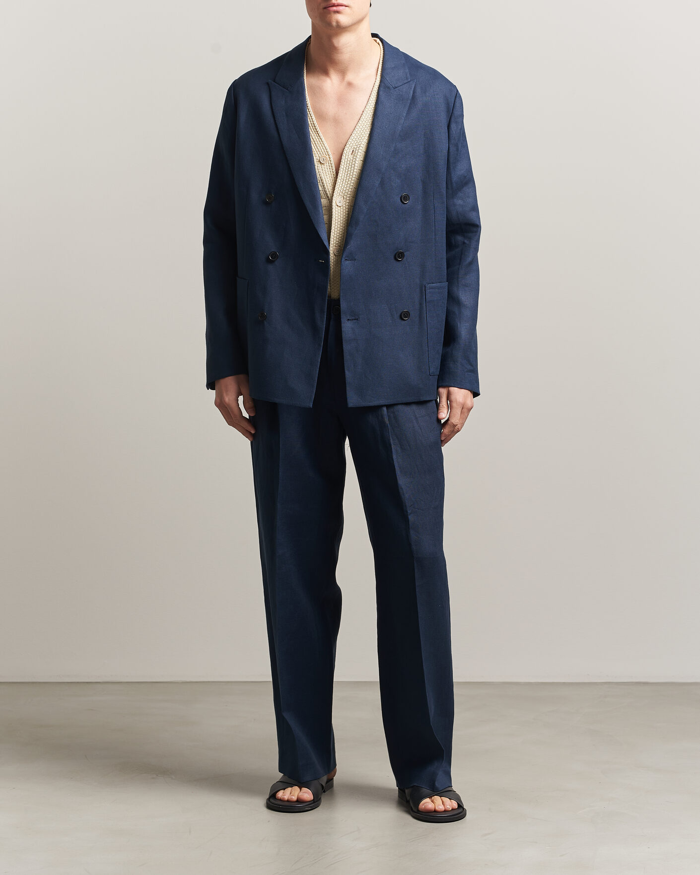 Herren | Sakkos | NN07 | Jordin Linen Double Breasted Blazer Navy Blue