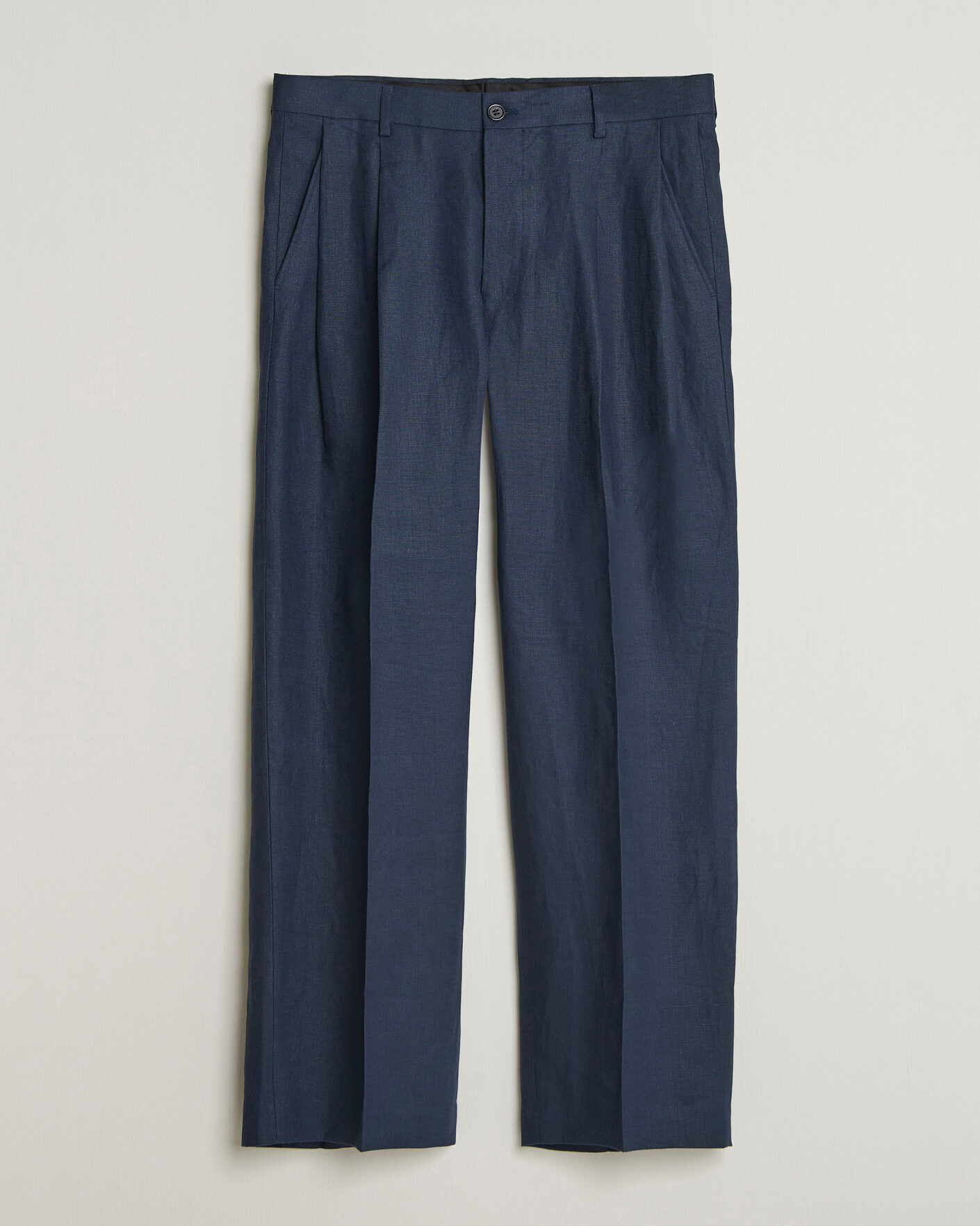 Herren |  | NN07 | Justin Linen Double Pleated Trousers Navy Blue