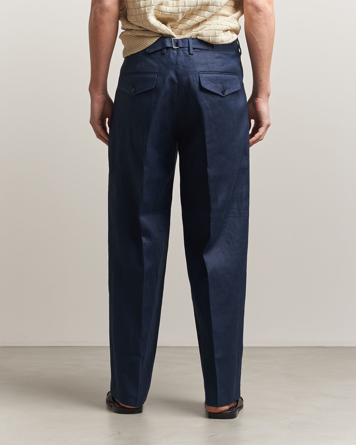 Herren | Hosen | NN07 | Justin Linen Double Pleated Trousers Navy Blue