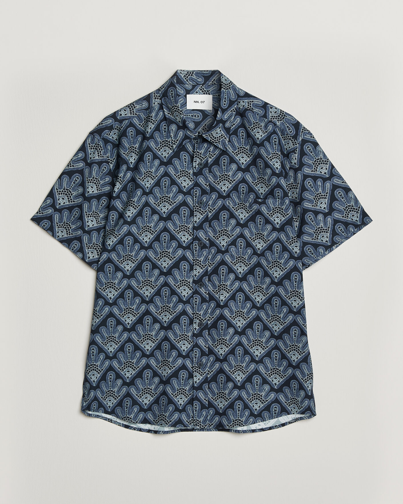 Herren | Hemden | NN07 | Deon Printed Short Sleeve Shirt Navy Blue
