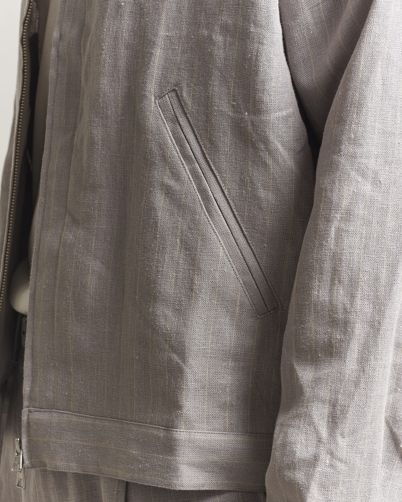 Herren | Hemden | NN07 | Petrus Pinstriped Linen Full Zip Overshirt Grey