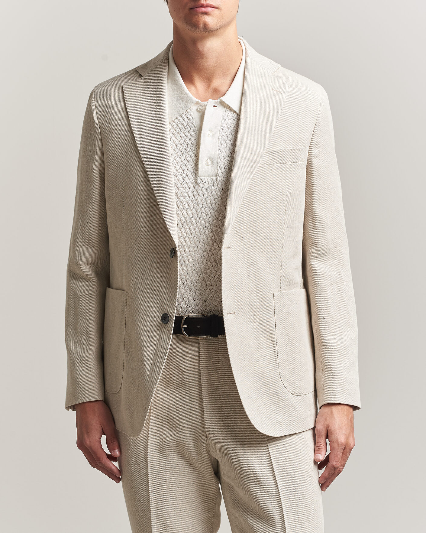 Herren | Sakkos | Oscar Jacobson | Ferry Patch Cotton/Linen Blazer Off White