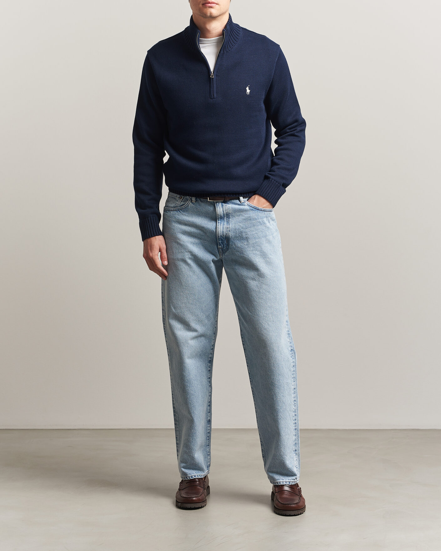 Herren | Pullover | Polo Ralph Lauren | Cotton Crew Neck Half-Zip Hunter Navy