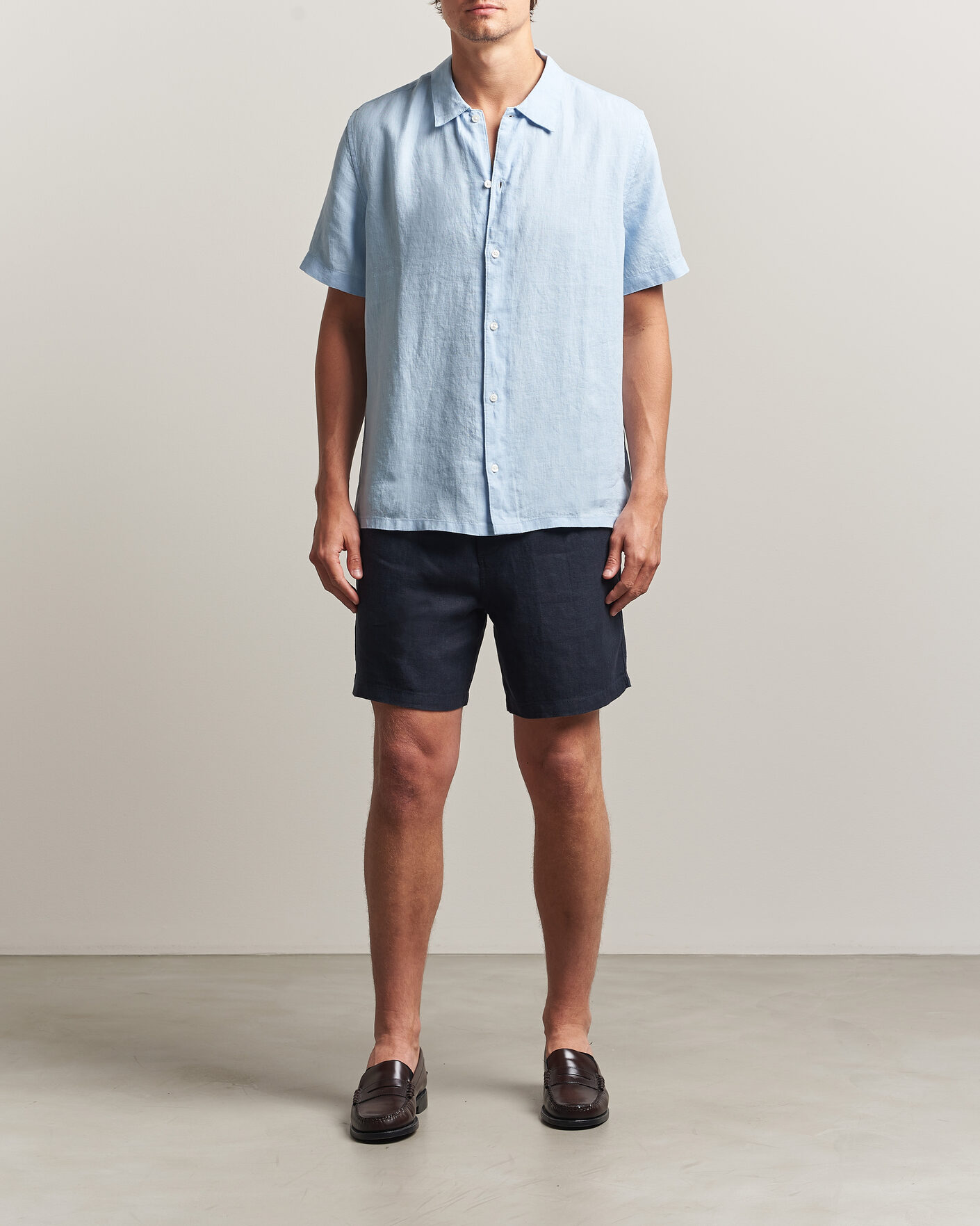 Herren | Hemden | Samsøe Samsøe | Avan Linen Short Sleeve Shirt Windsurfer