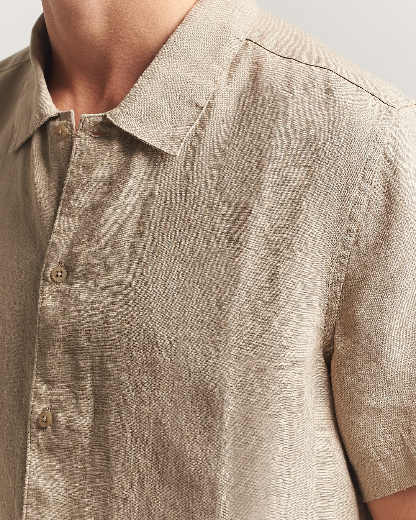 Herren | Hemden | Samsøe Samsøe | Avan Linen Short Sleeve Shirt Aluminum