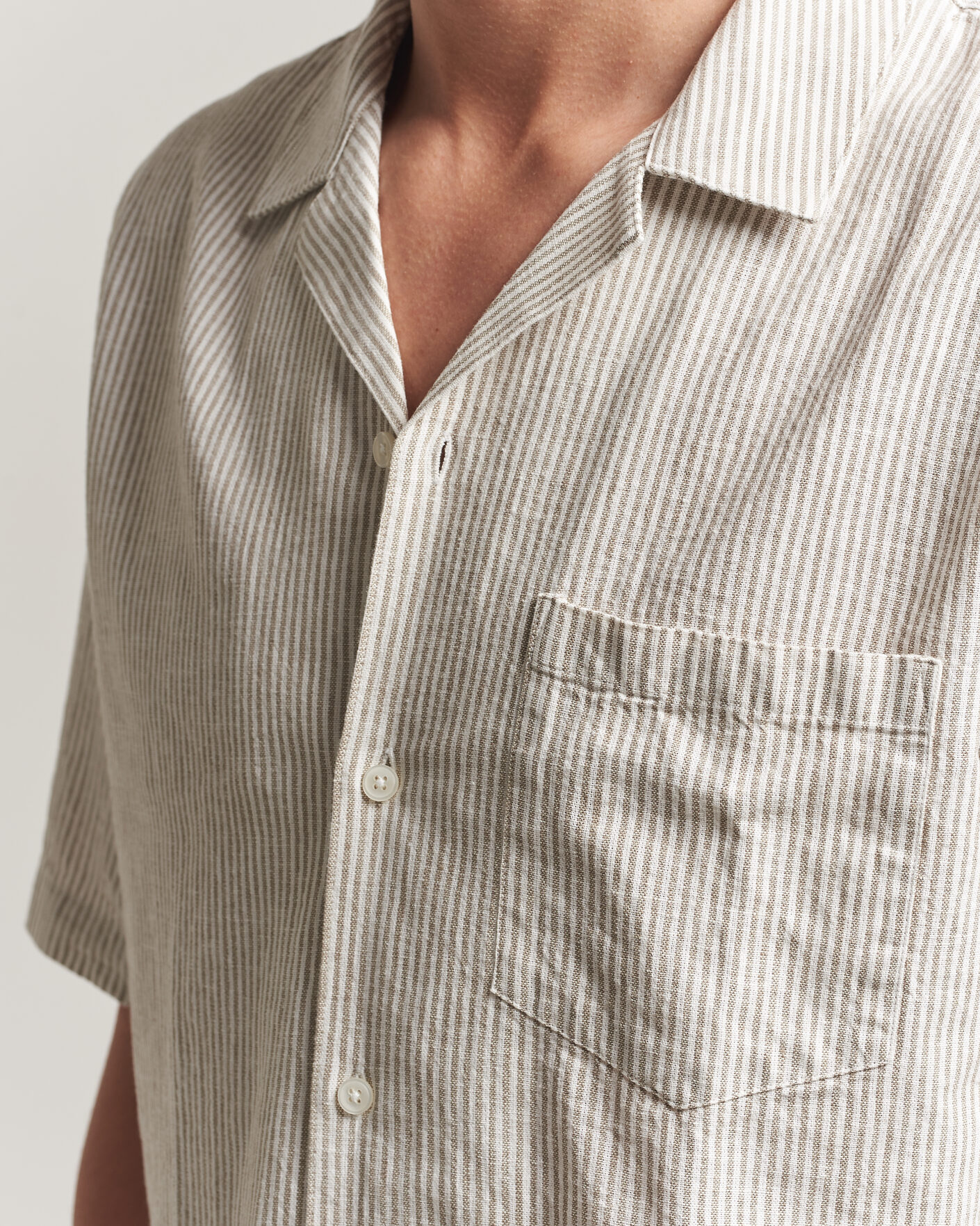 Herren | Hemden | Samsøe Samsøe | Oscar Linen/Cotton Striped Short Sleeve Shirt Aluminum