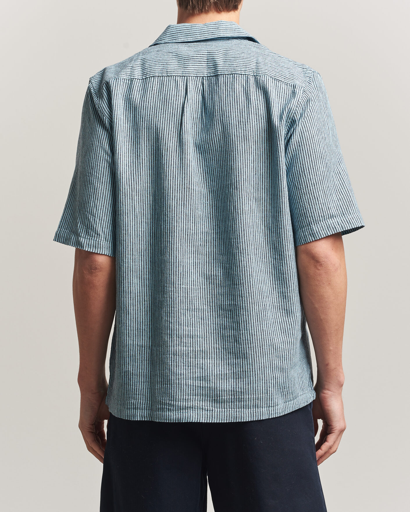 Herren | Hemden | Samsøe Samsøe | Oscar Linen/Cotton Striped Short Sleeve Shirt Tourmaline