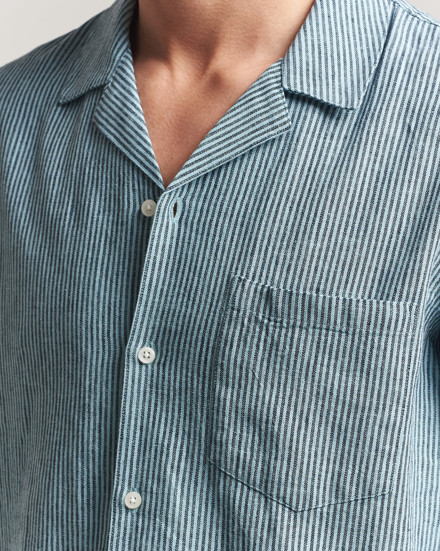 Herren | Hemden | Samsøe Samsøe | Oscar Linen/Cotton Striped Short Sleeve Shirt Tourmaline