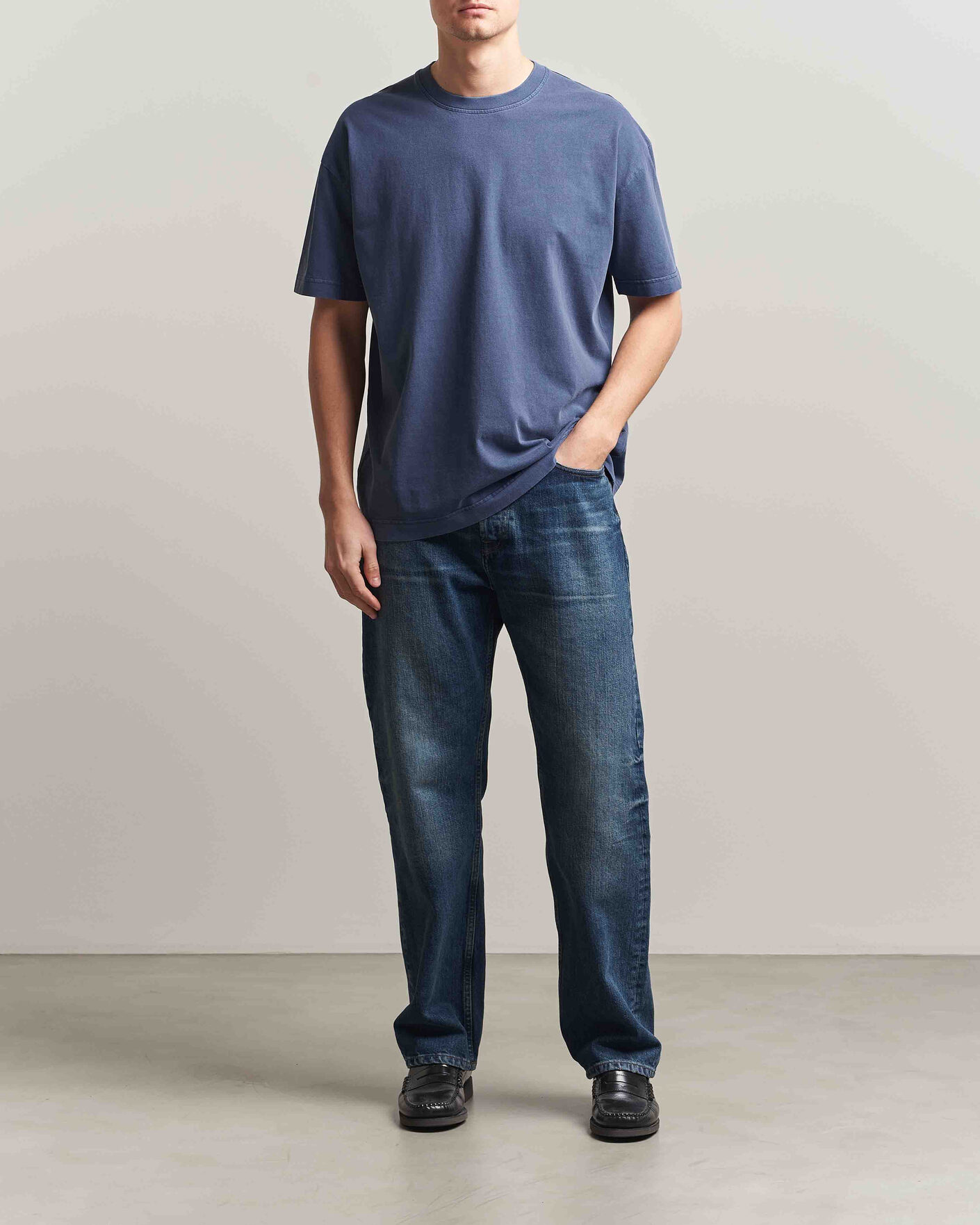 Herren | T-Shirts | Samsøe Samsøe | Joel Organic Washed Cotton T-Shirt Salute Navy