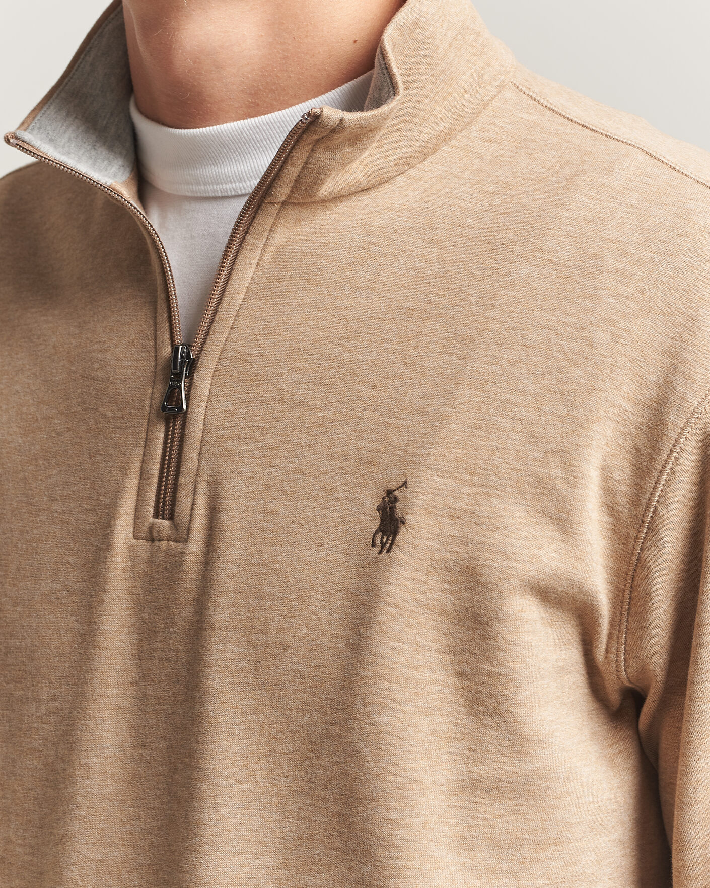 Herren | Pullover | Polo Ralph Lauren | Double Knit Half Zip Warm Brown