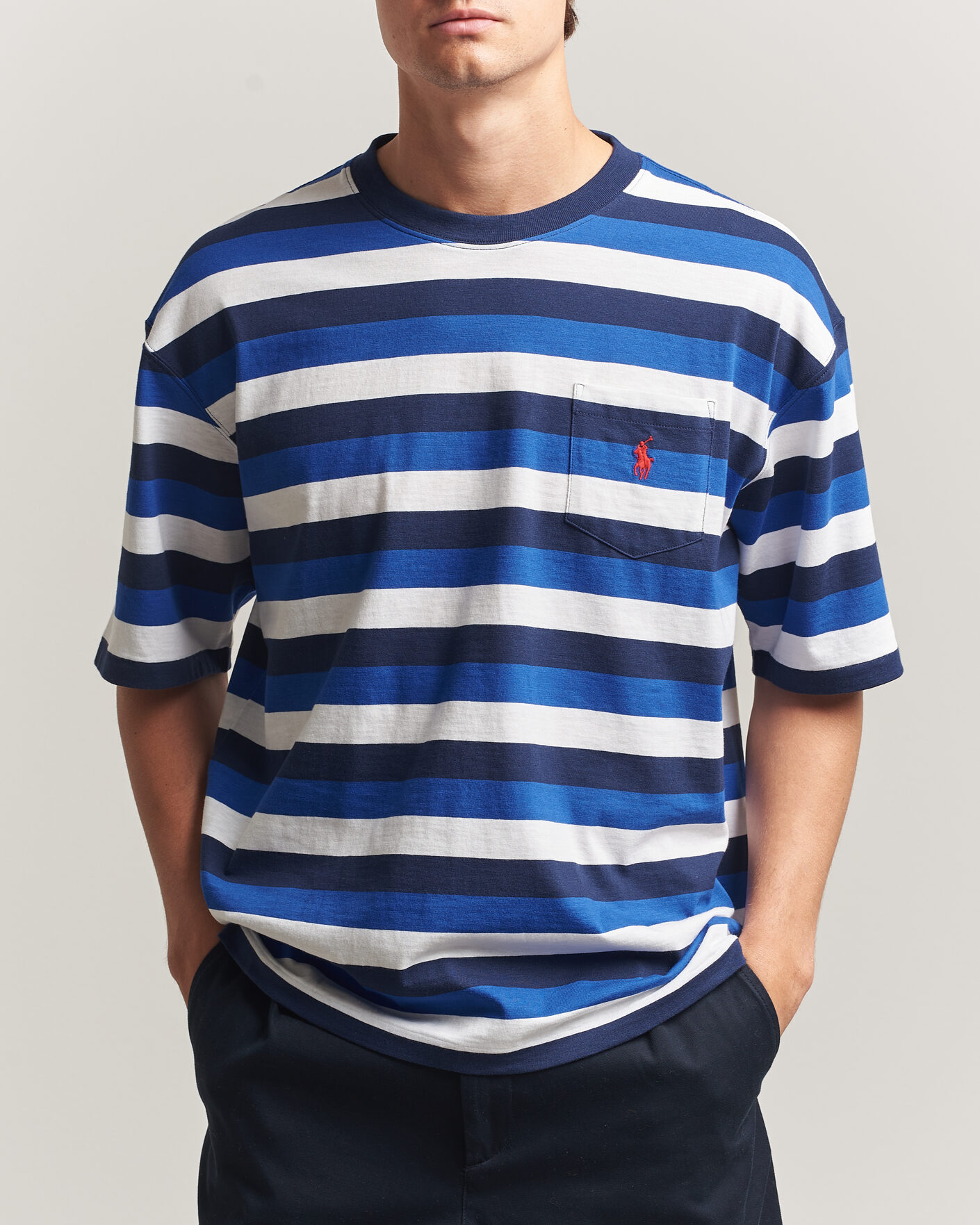 Herren | T-Shirts | Polo Ralph Lauren | Striped Pocket Tee Newport Navy Multi
