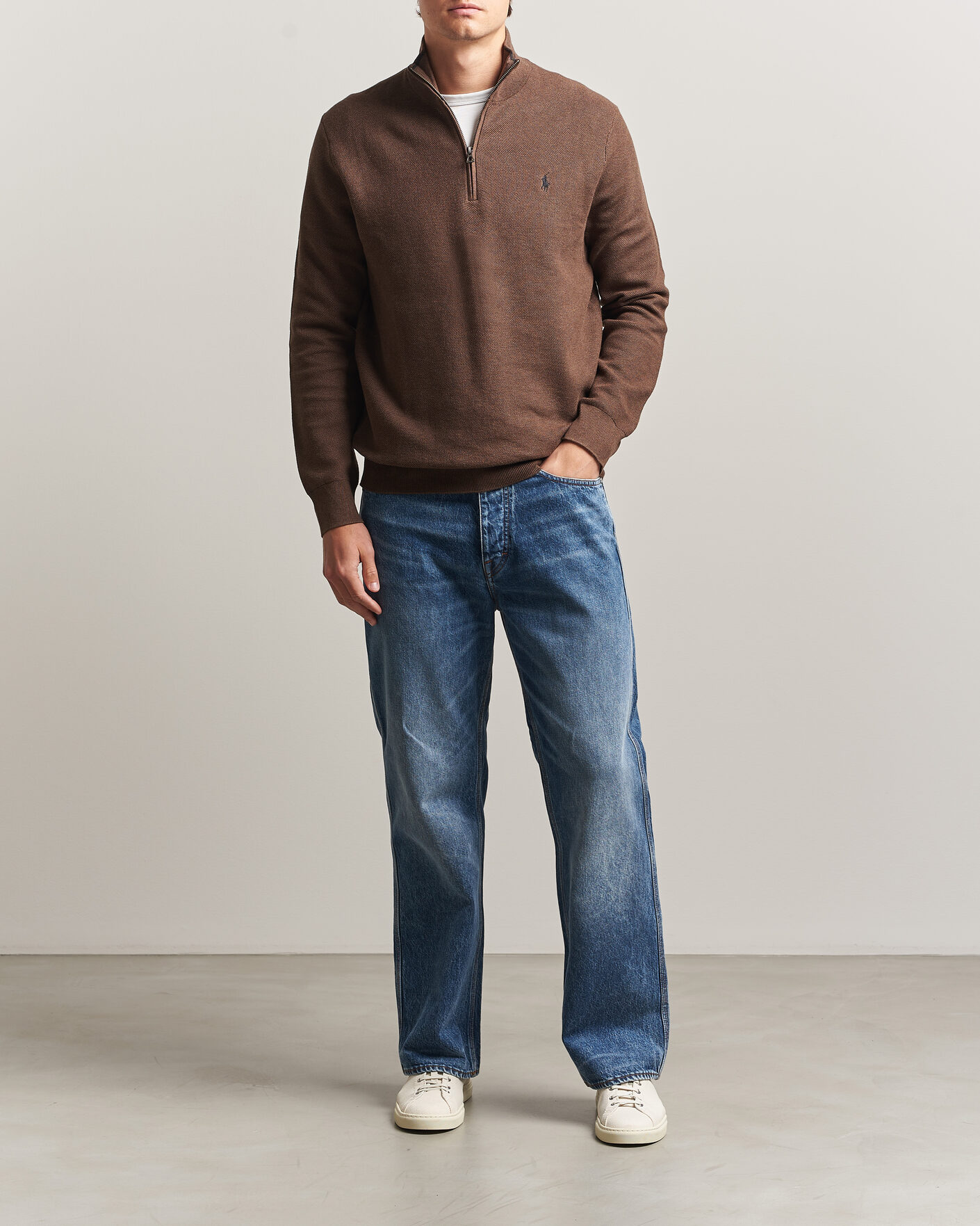 Herren | Pullover | Polo Ralph Lauren | Textued Half-Zip Nutmeg Brown Heather