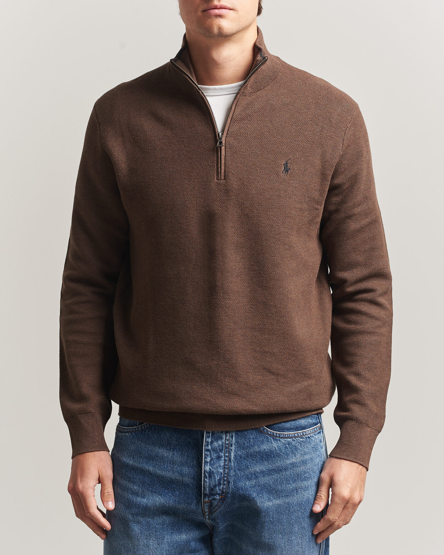 Herren | Pullover | Polo Ralph Lauren | Textued Half-Zip Nutmeg Brown Heather