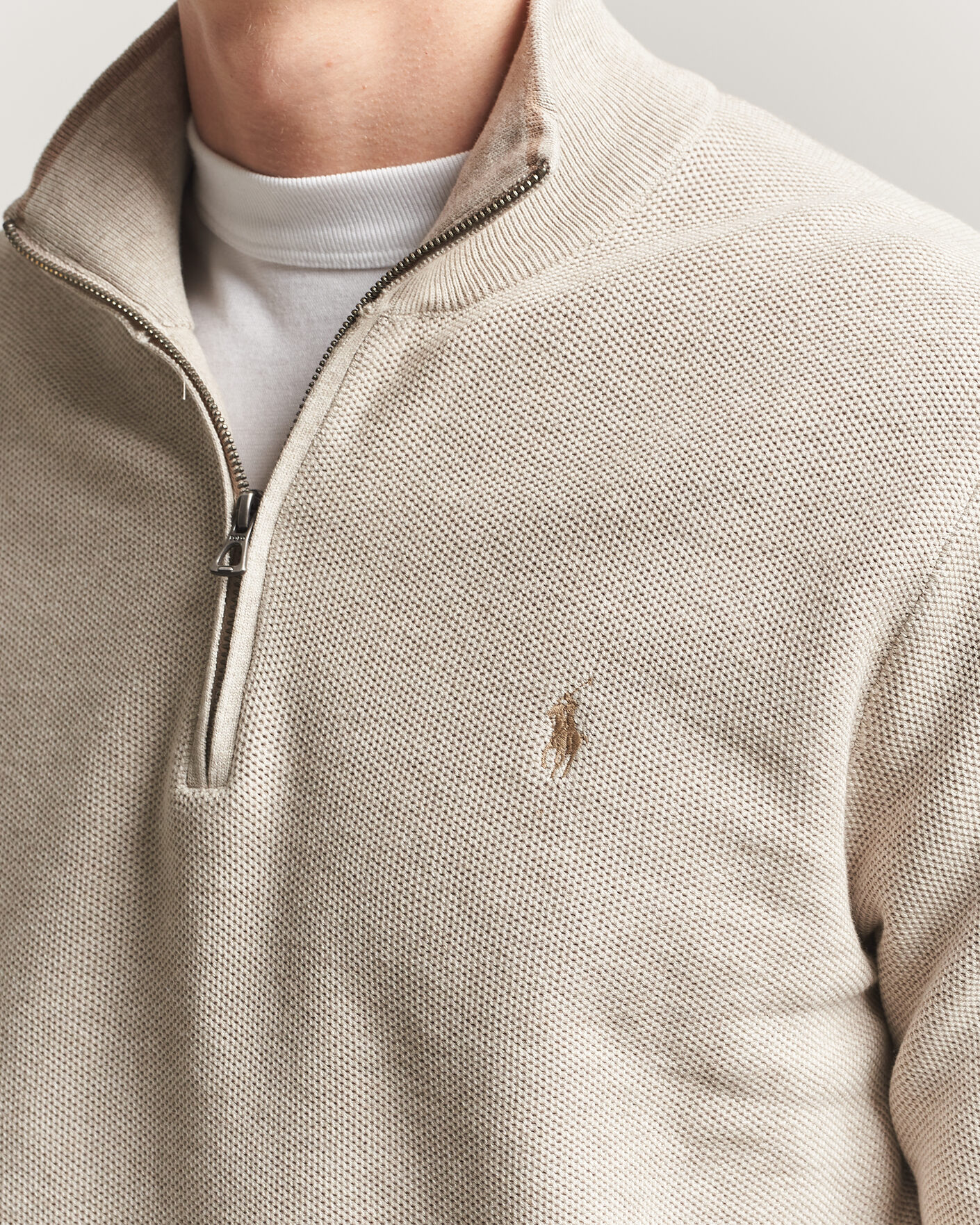 Herren | Pullover | Polo Ralph Lauren | Textued Half-Zip Light Walnut Brown Heather