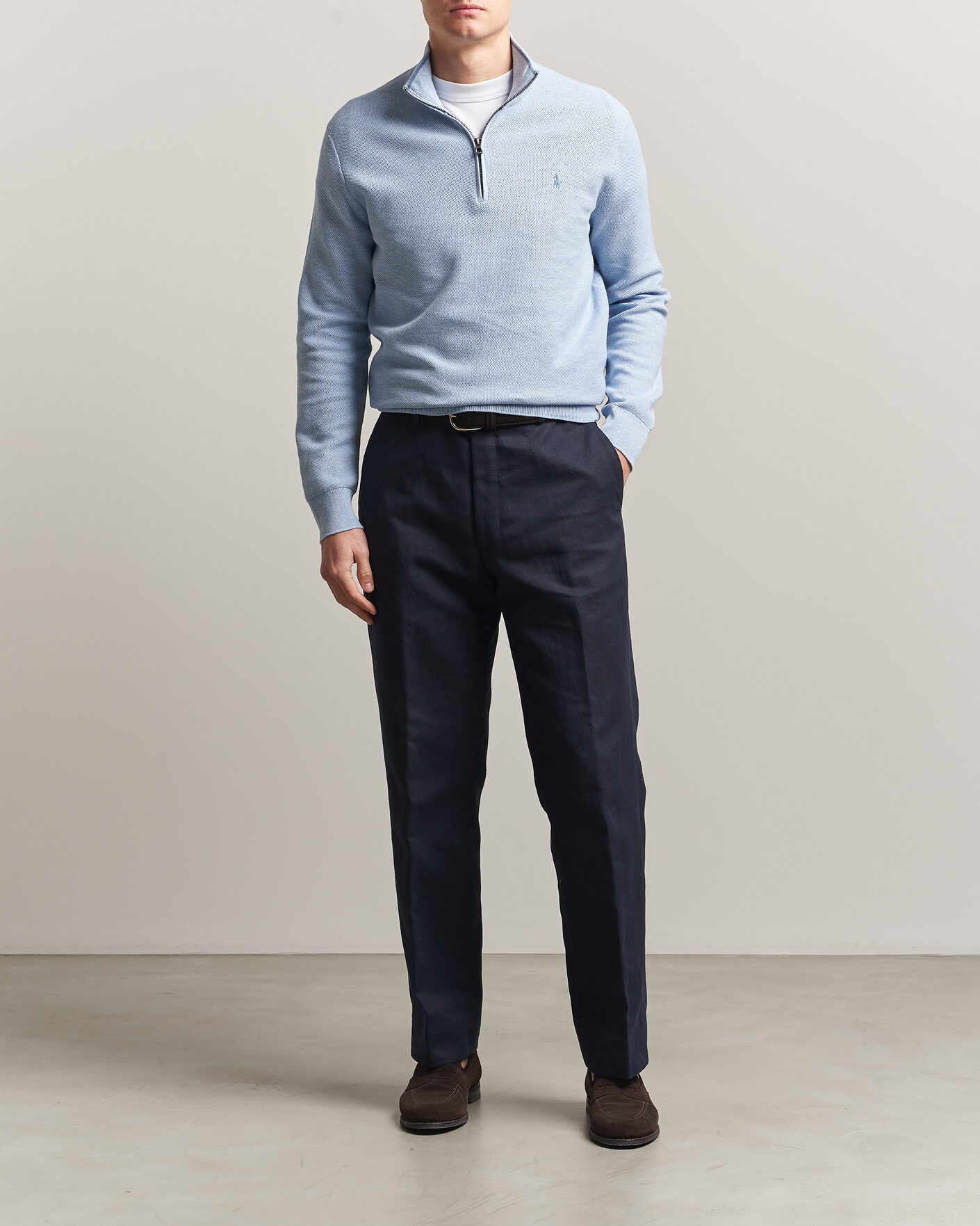 Herren | Pullover | Polo Ralph Lauren | Textued Half-Zip Blue Hyacinth Heather