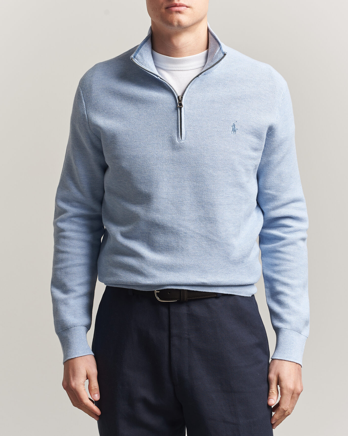 Herren | Pullover | Polo Ralph Lauren | Textued Half-Zip Blue Hyacinth Heather