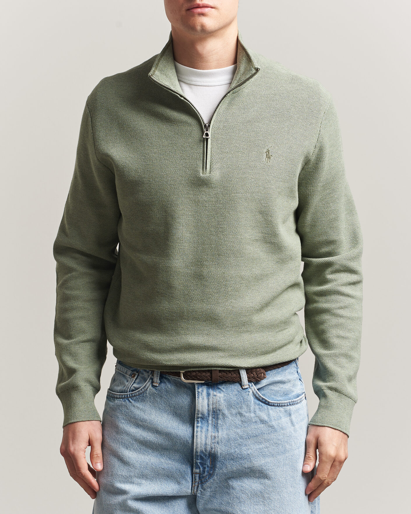 Herren | Pullover | Polo Ralph Lauren | Textued Half-Zip Fern Green Heather