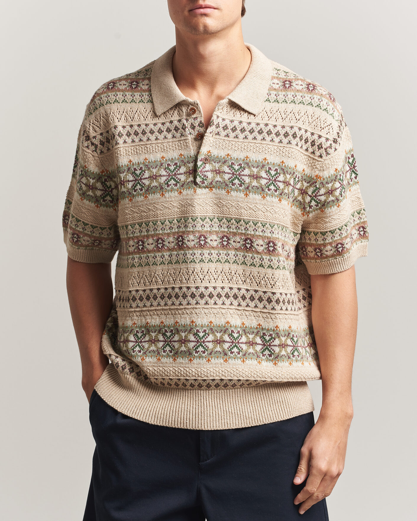 Herren | Pullover | Polo Ralph Lauren | Cotton/Linen Fairisle Polo Tan Combo