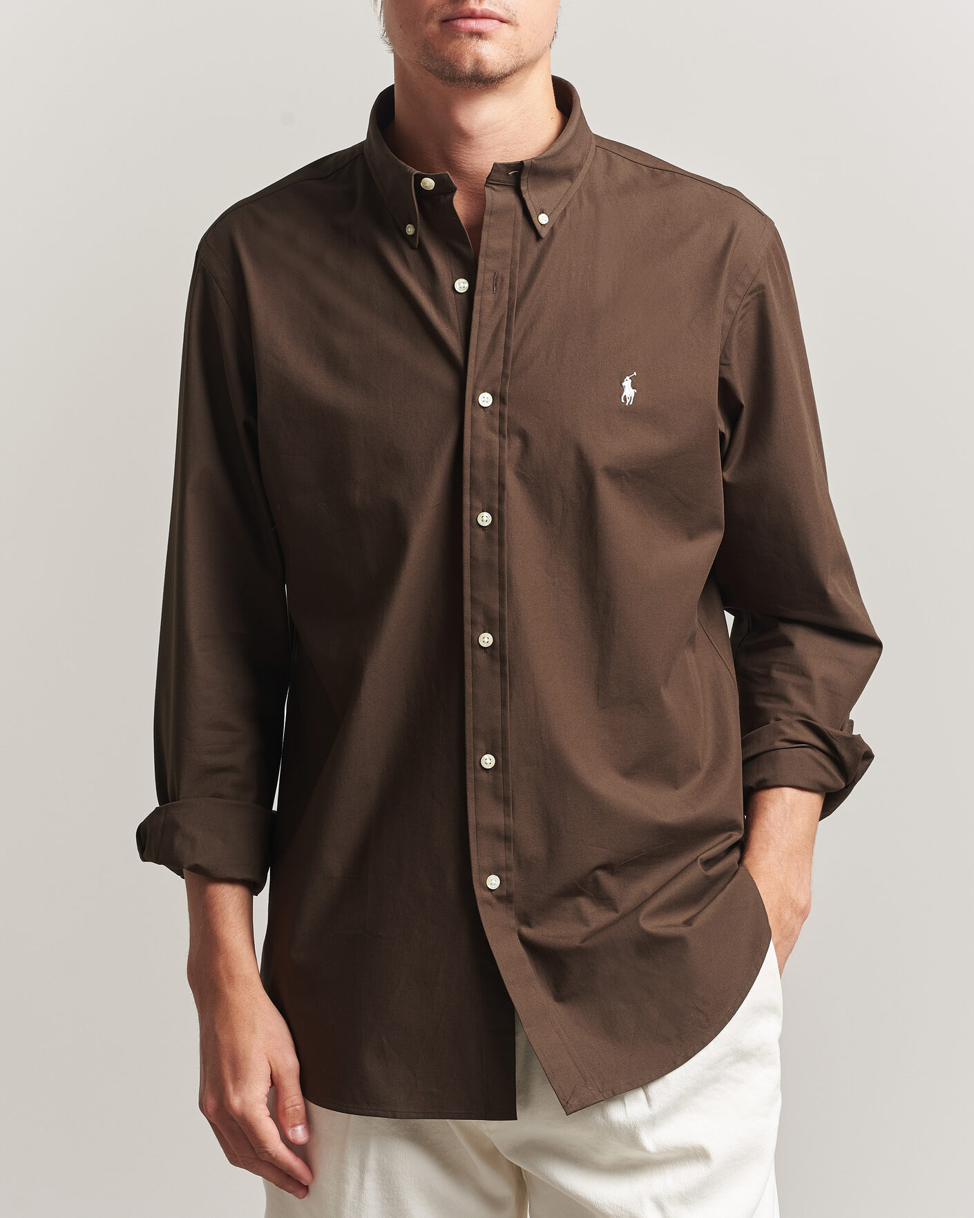 Herren | Hemden | Polo Ralph Lauren | Custom Fit Poplin Shirt Nutmeg Brown