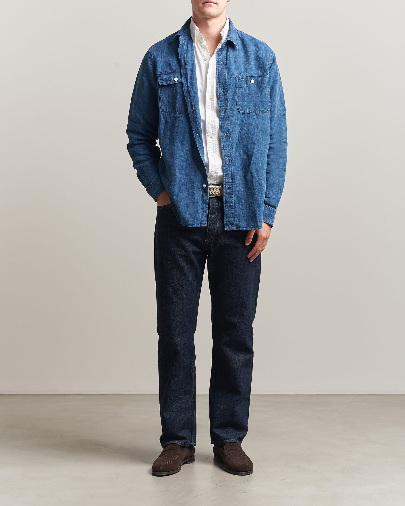 Herren | Hemden | Polo Ralph Lauren | Indigo/Linen Western Shirt Medium Wash