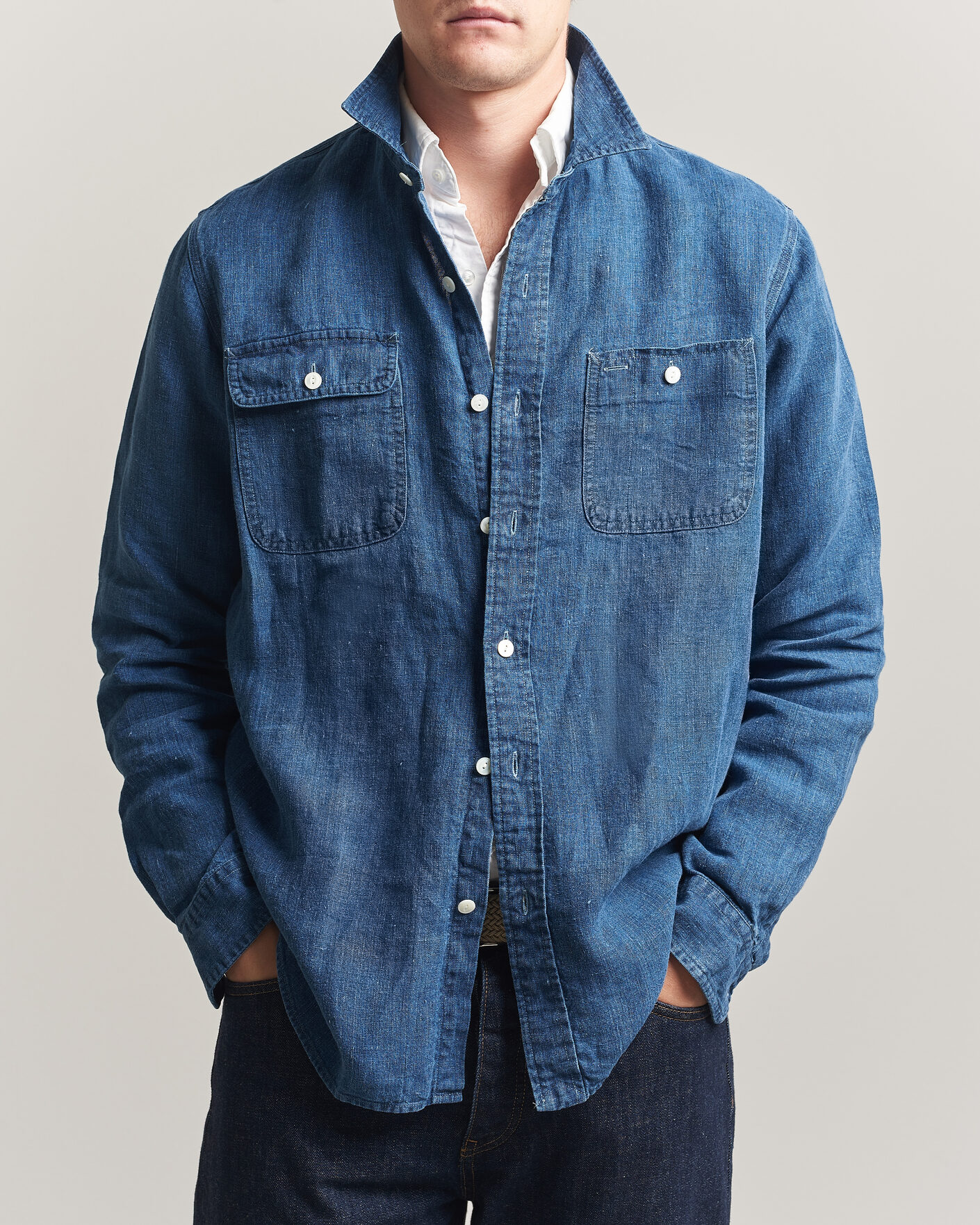 Herren | Hemden | Polo Ralph Lauren | Indigo/Linen Western Shirt Medium Wash