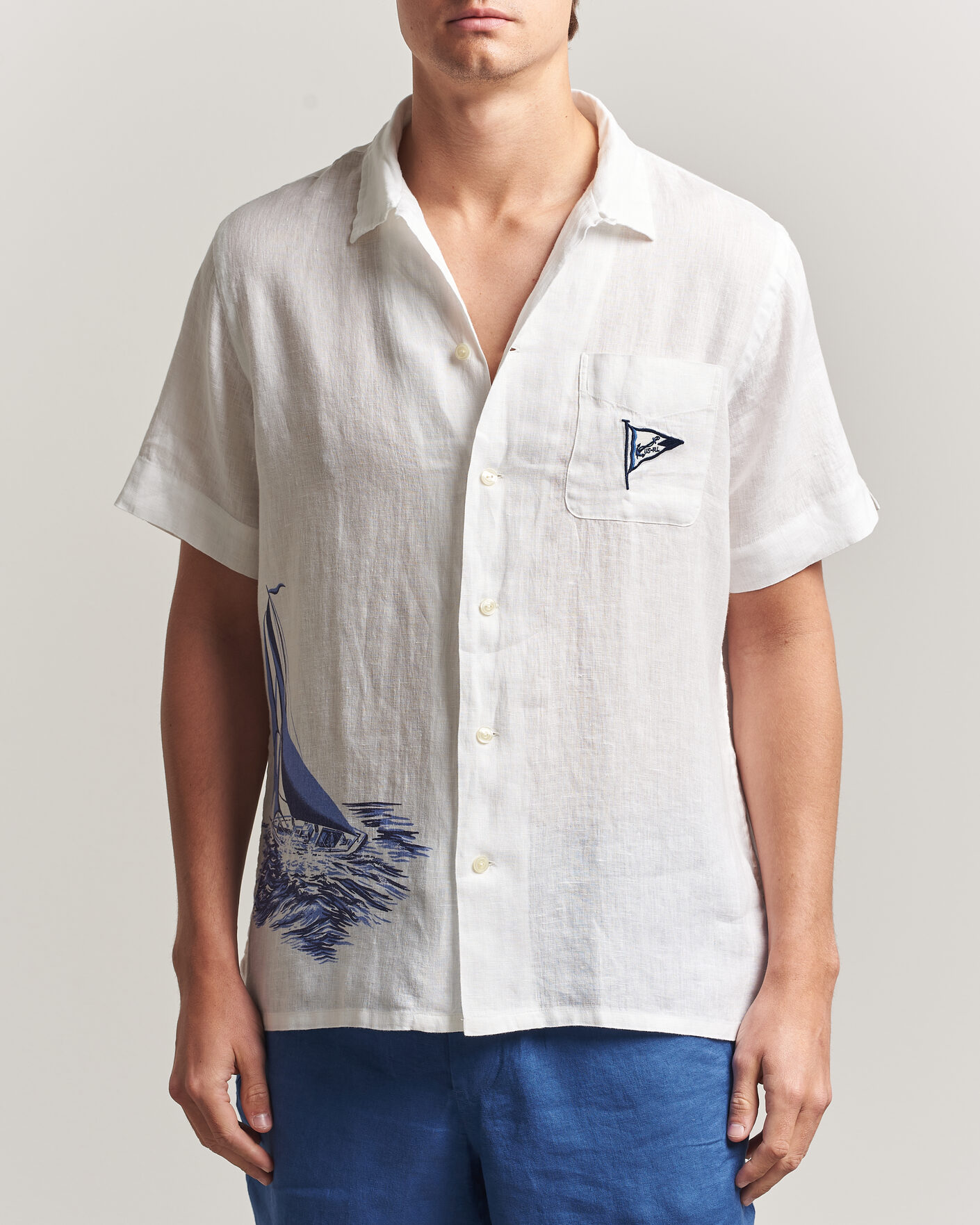Herren | Hemden | Polo Ralph Lauren | Linen Camp Shirt Vintage Nautical Sail