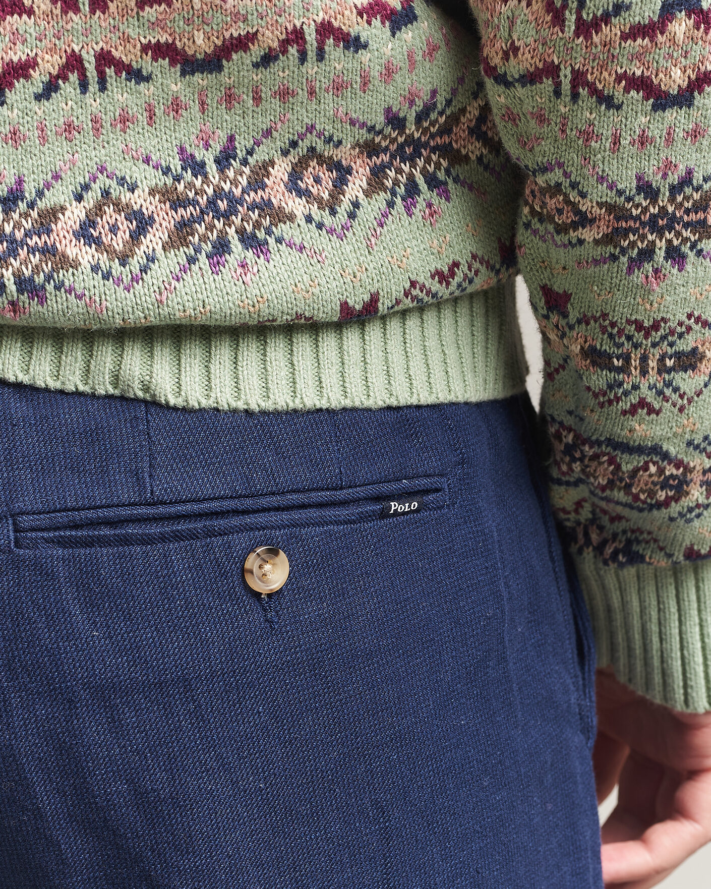 Herren | Hosen | Polo Ralph Lauren | Cotton/Linen Houndstooth Pants Newport Navy