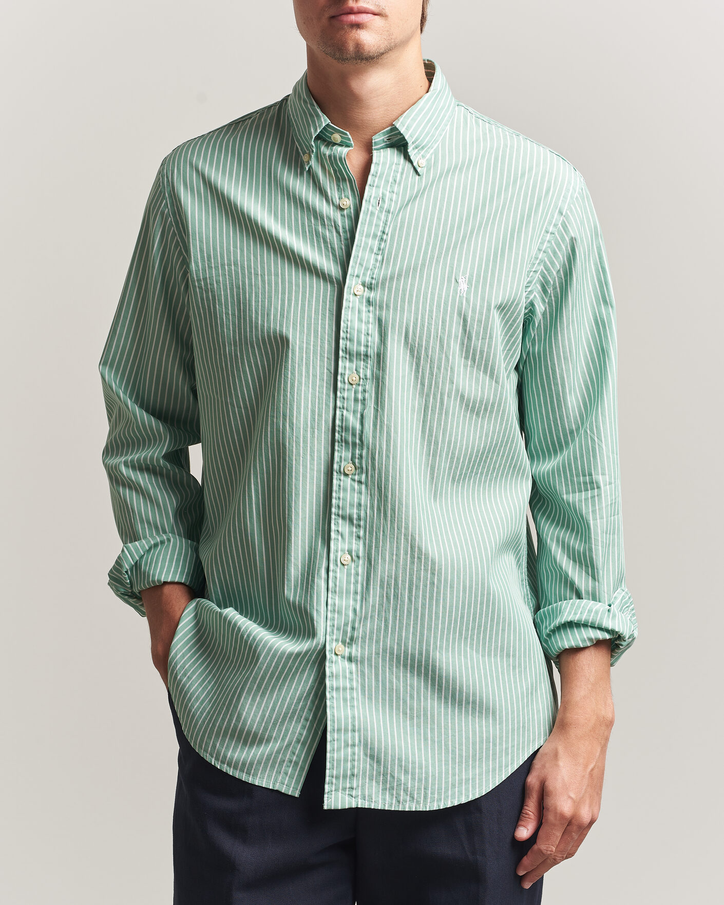 Herren | Hemden | Polo Ralph Lauren | Custom Fit Stripe Poplin Shirt Faded Mint
