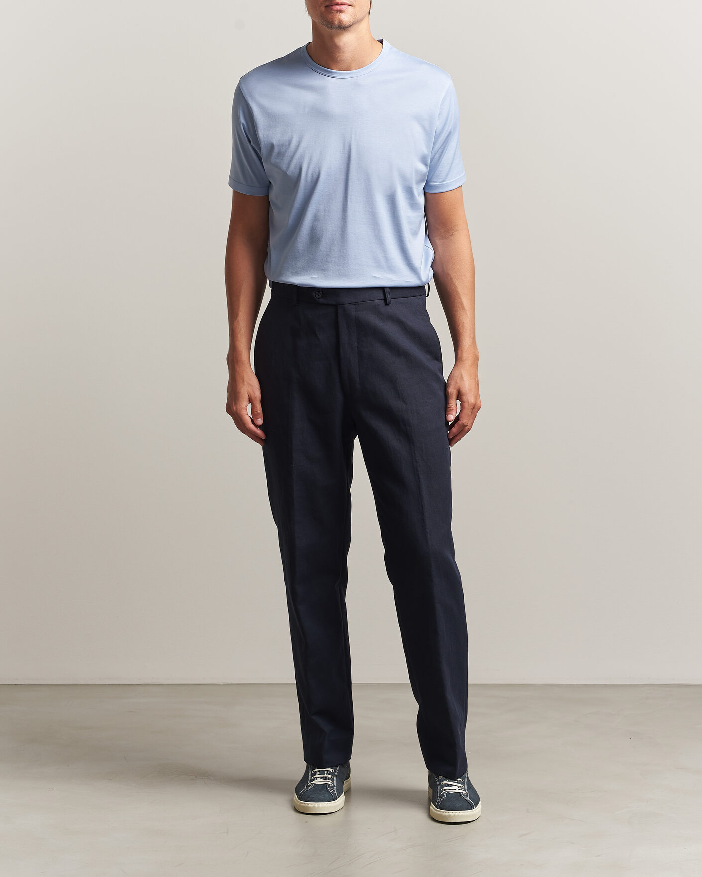Herren | T-Shirts | Sunspel | Crew Neck Q82 Cotton T-Shirt Sky Blue