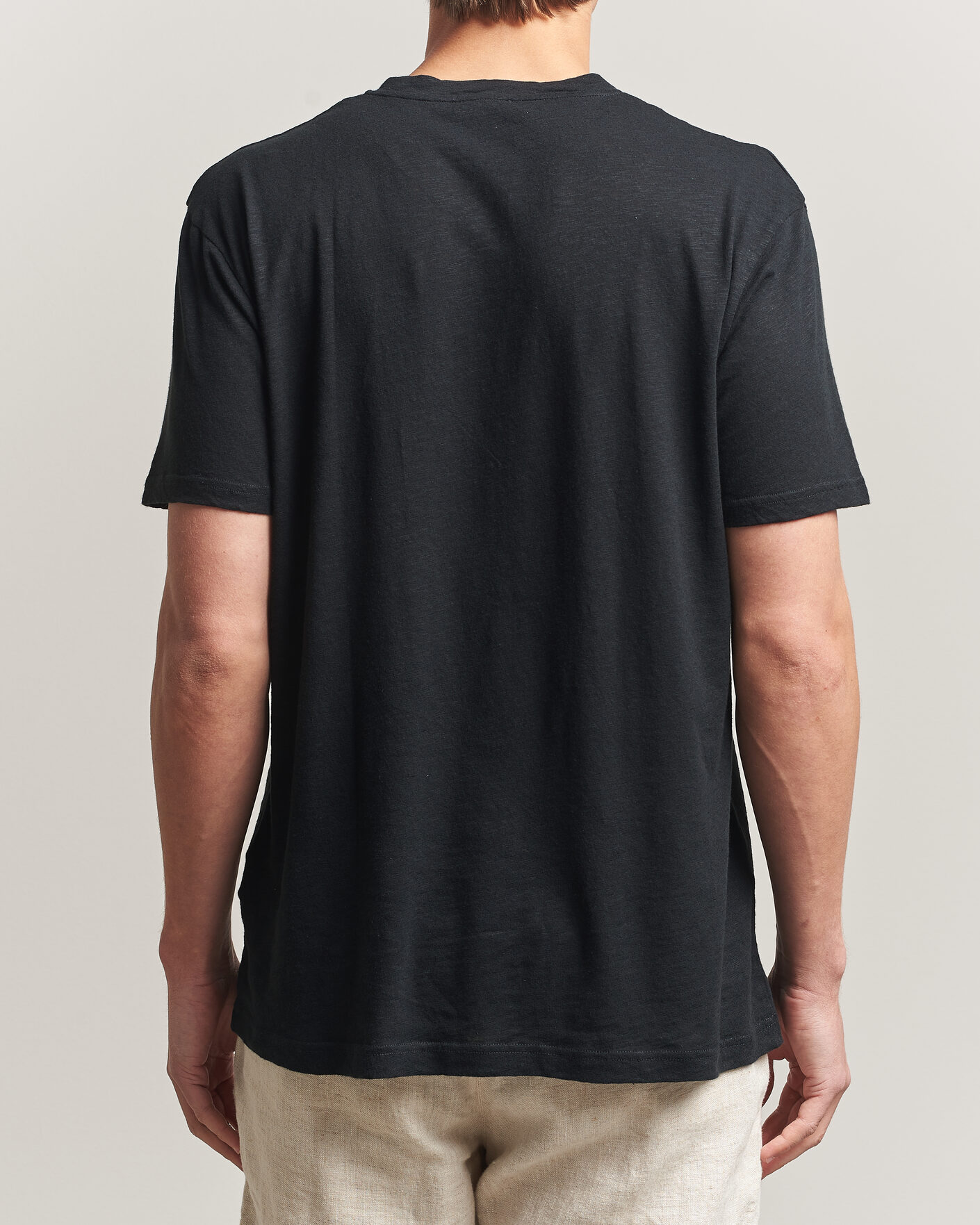 Herren | T-Shirts | Sunspel | Pima Cotton/Linen T-Shirt Black
