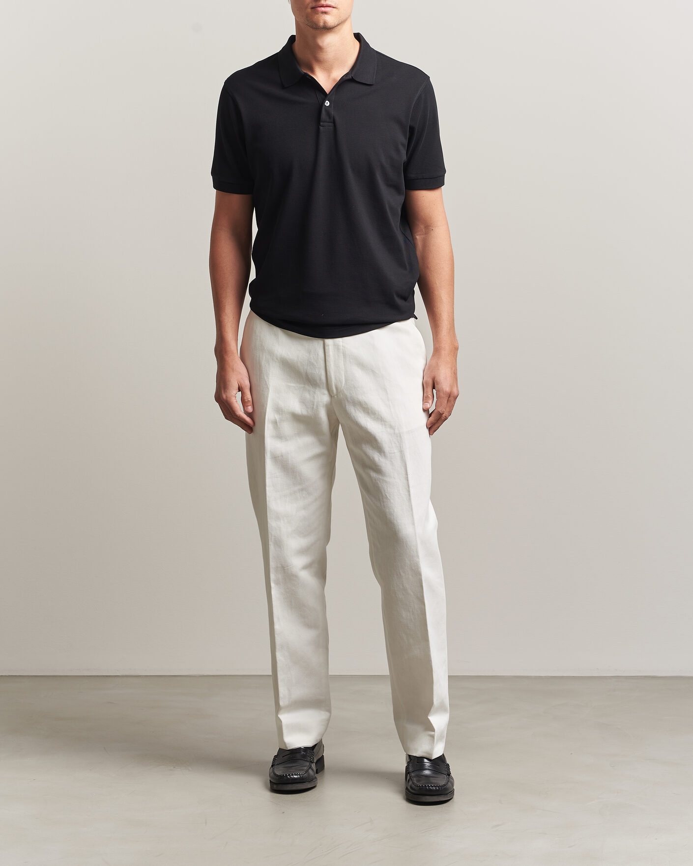 Herren | Poloshirts | Sunspel | Short Sleeve Pique Polo Black