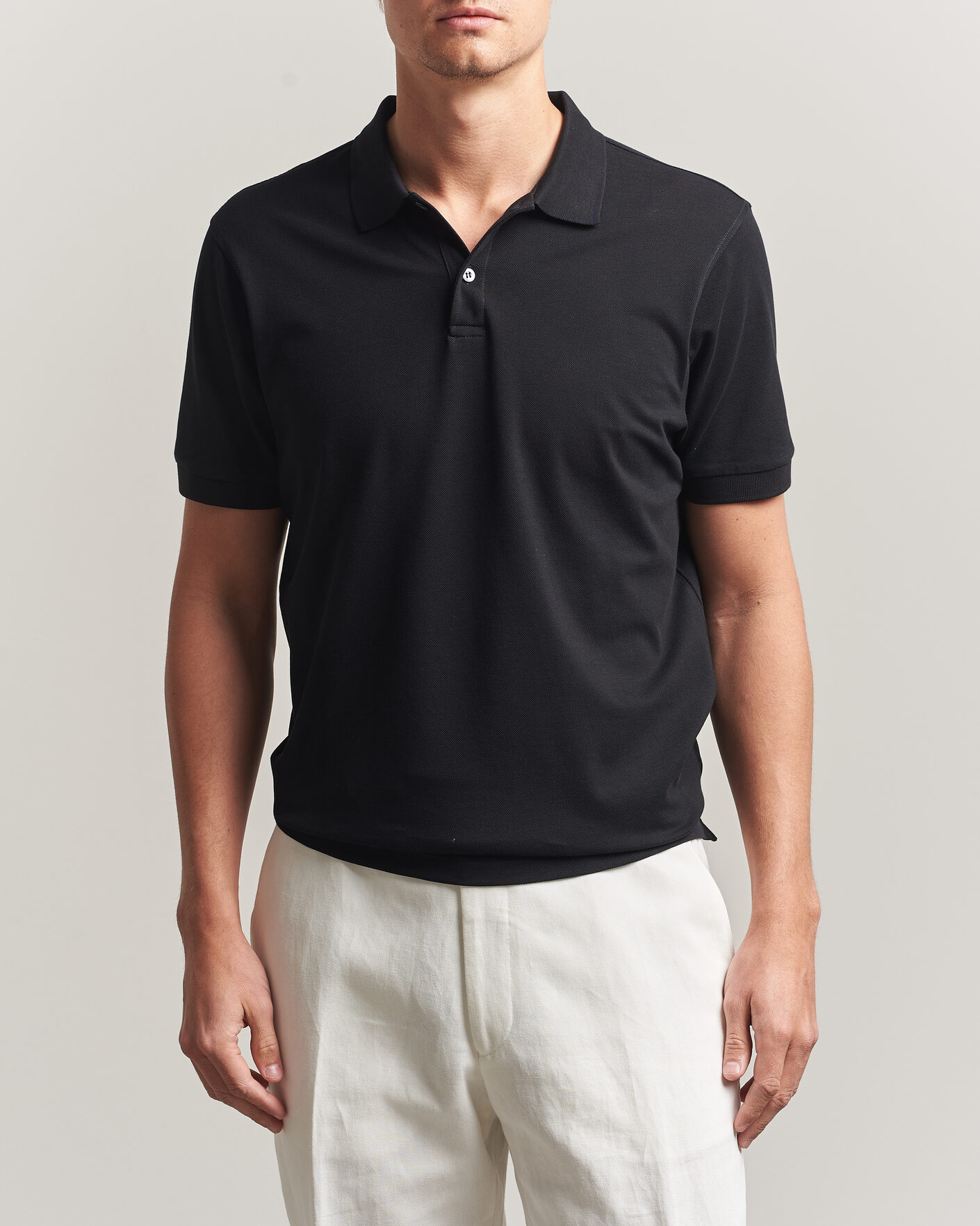 Herren | Poloshirts | Sunspel | Short Sleeve Pique Polo Black