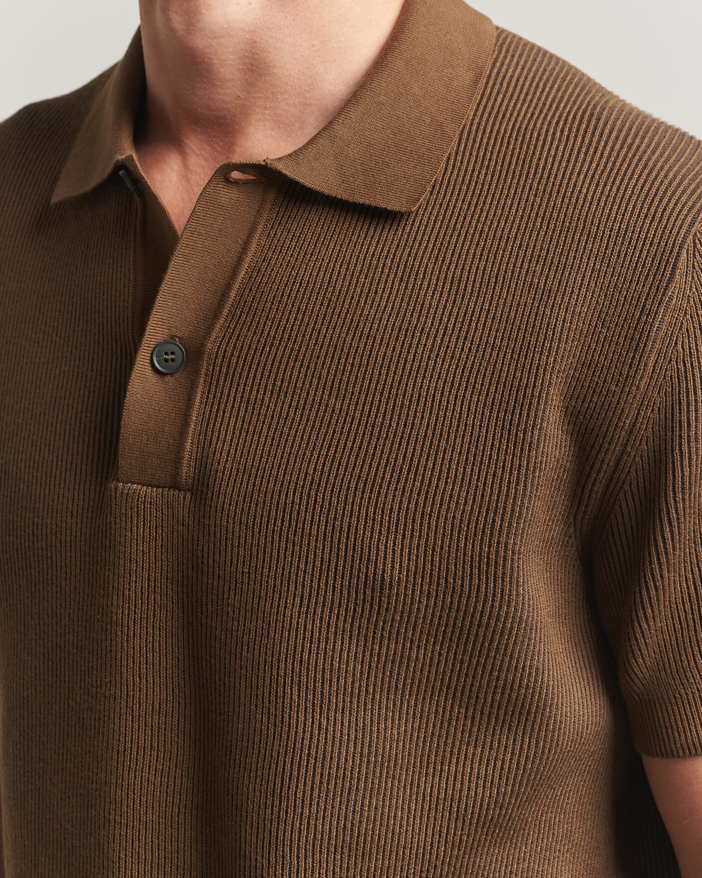 Herren | Poloshirts | Sunspel | Knitted Cotton Rib Polo Bronze