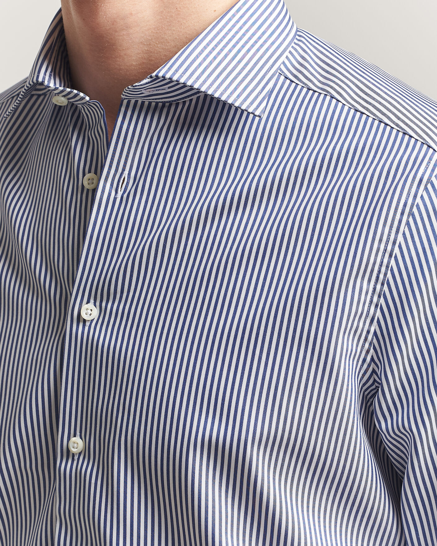 Herren | Hemden | Stenströms | Slimline Stripe Cut Away Shirt Navy