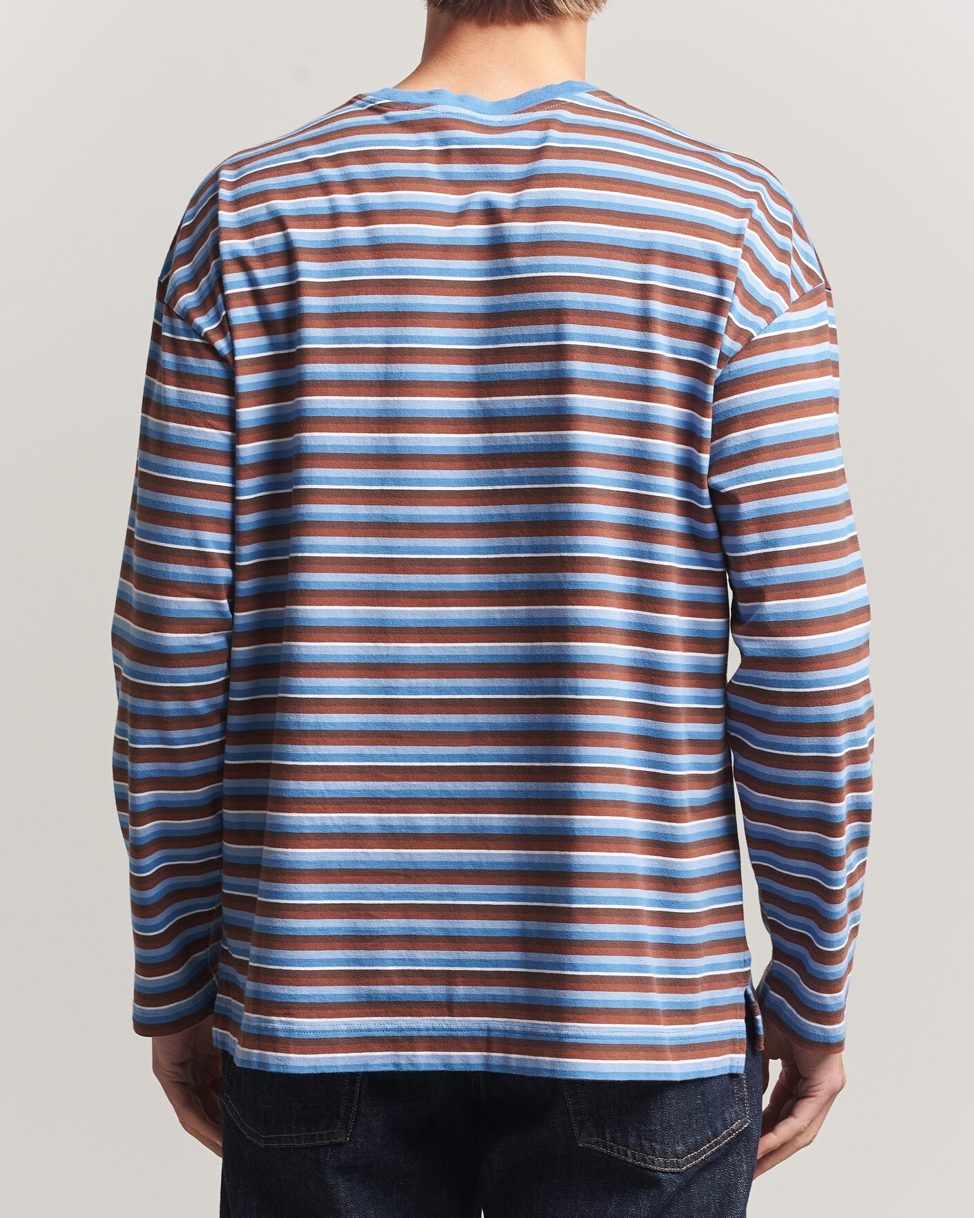 Herren | T-Shirts | Sunflower | Long Sleeve Pocket Tee Blue Stripe