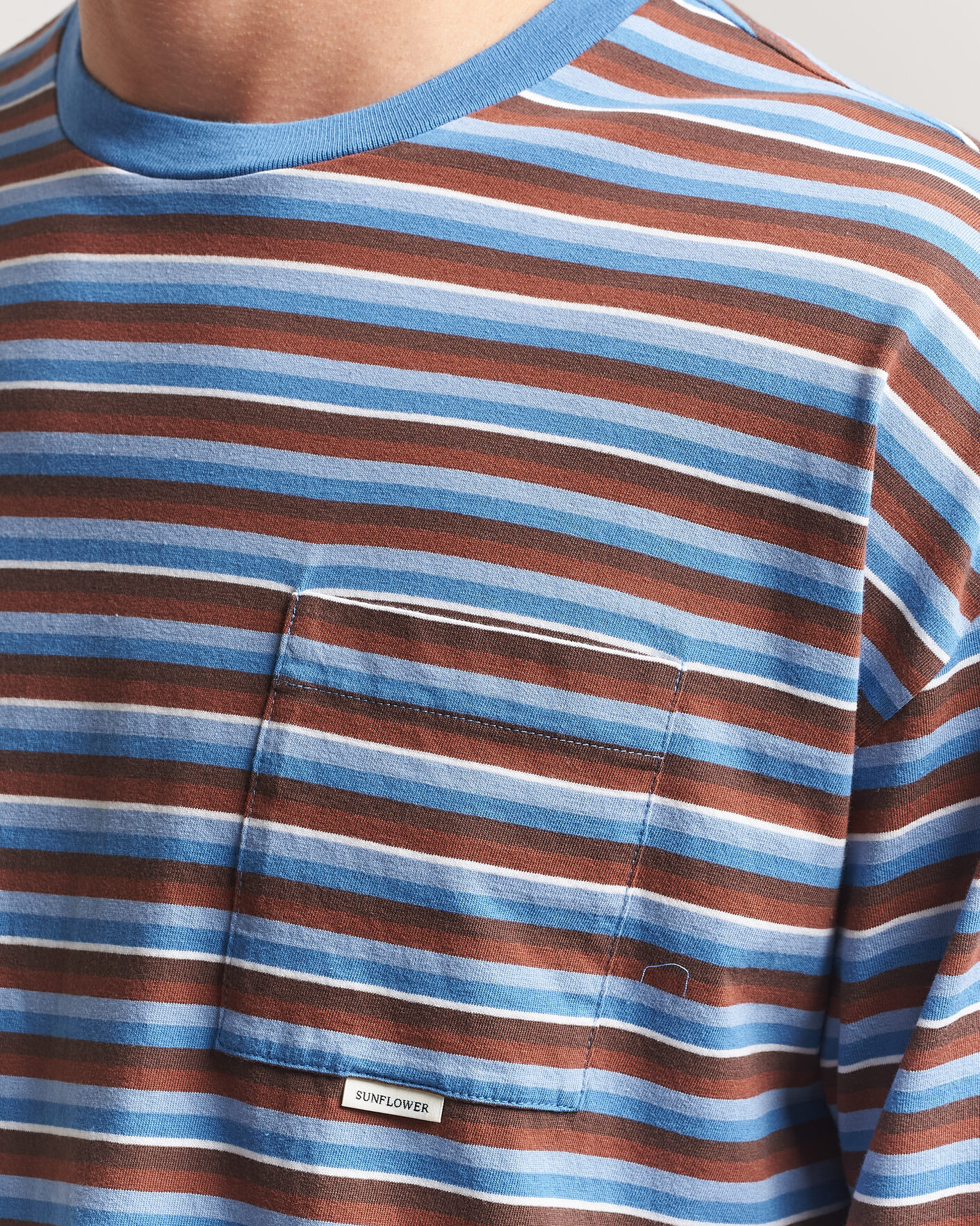 Herren | T-Shirts | Sunflower | Long Sleeve Pocket Tee Blue Stripe
