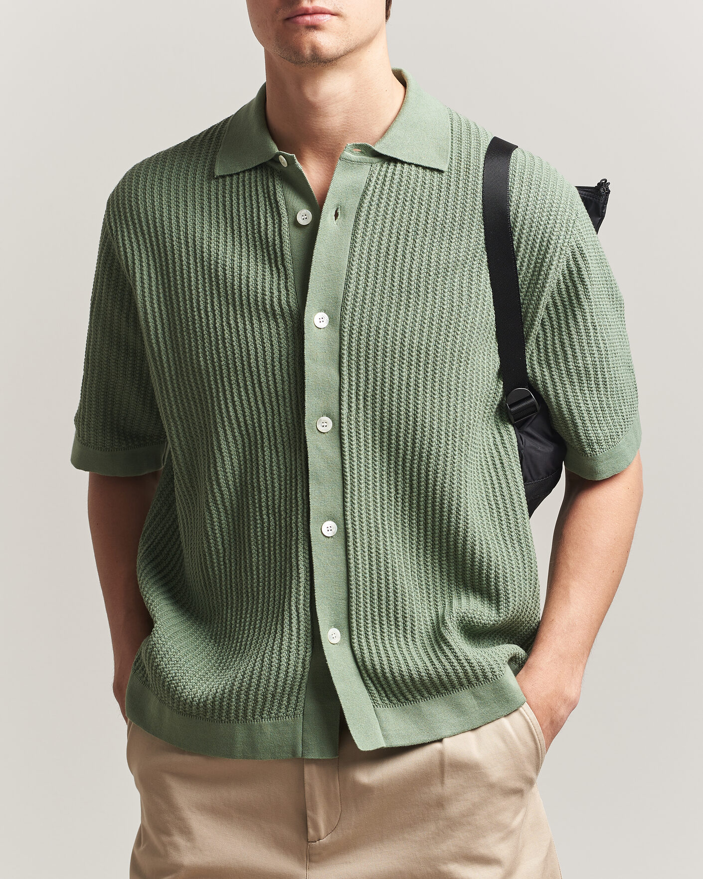 Herren | Hemden | Forét | Barrow Short Sleeve Knitted Cotton Shirt Green Oxide