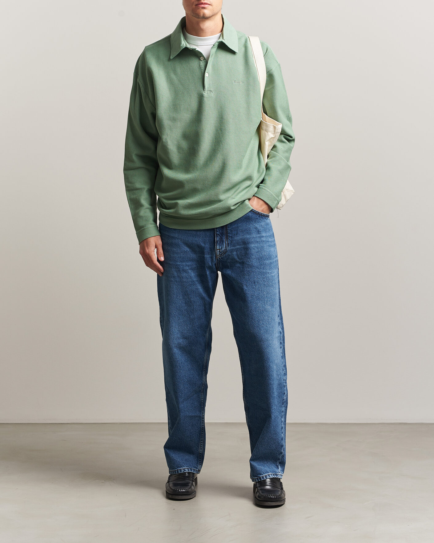 Herren | Pullover | Forét | Herb Textured Knit Polo Green Oxide
