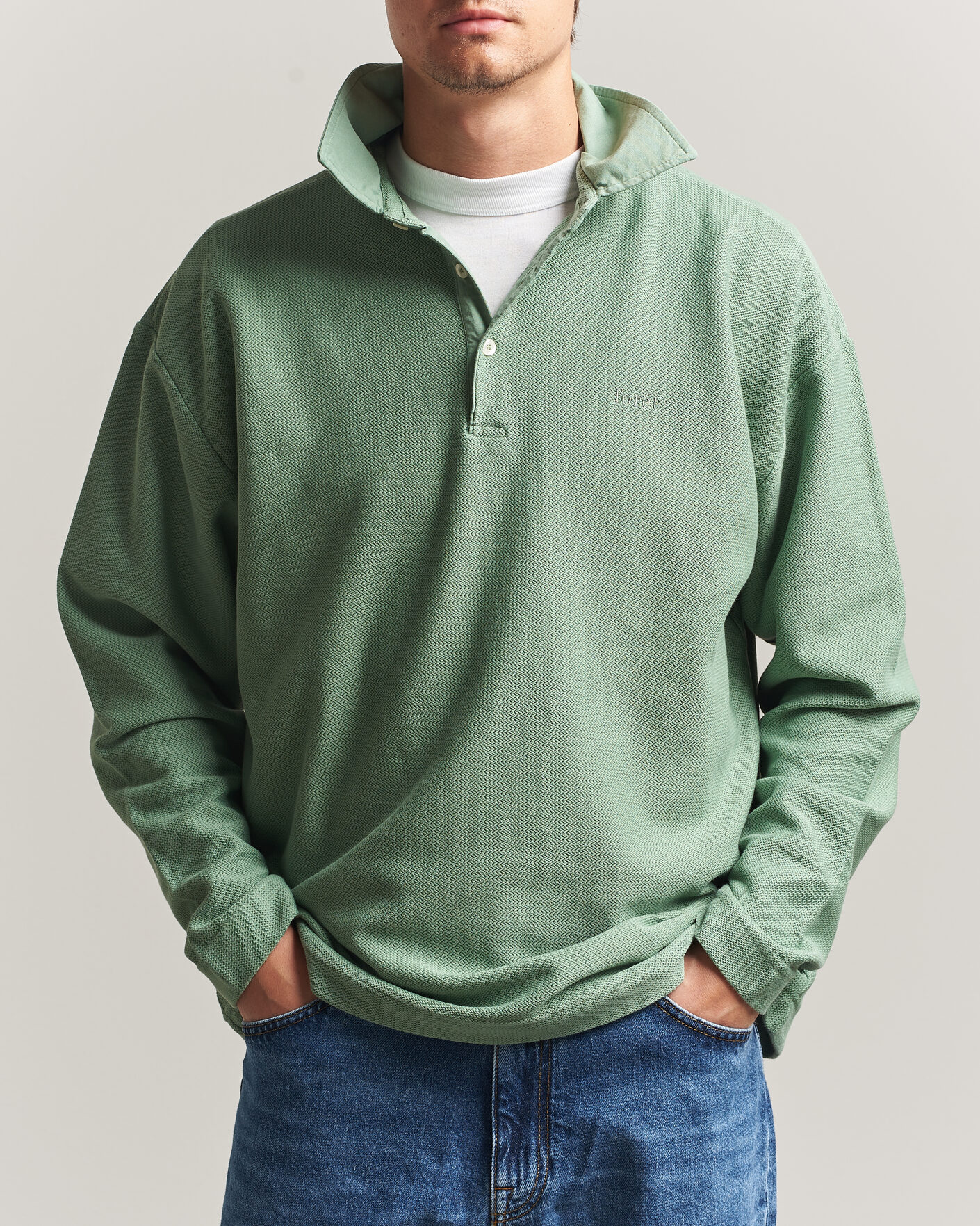 Herren | Pullover | Forét | Herb Textured Knit Polo Green Oxide