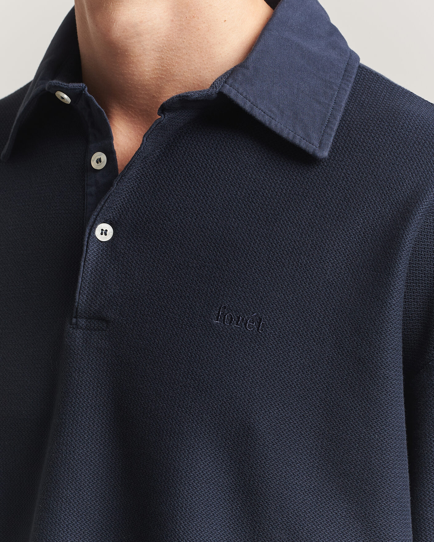 Herren | Pullover | Forét | Herb Textured Knit Polo Navy
