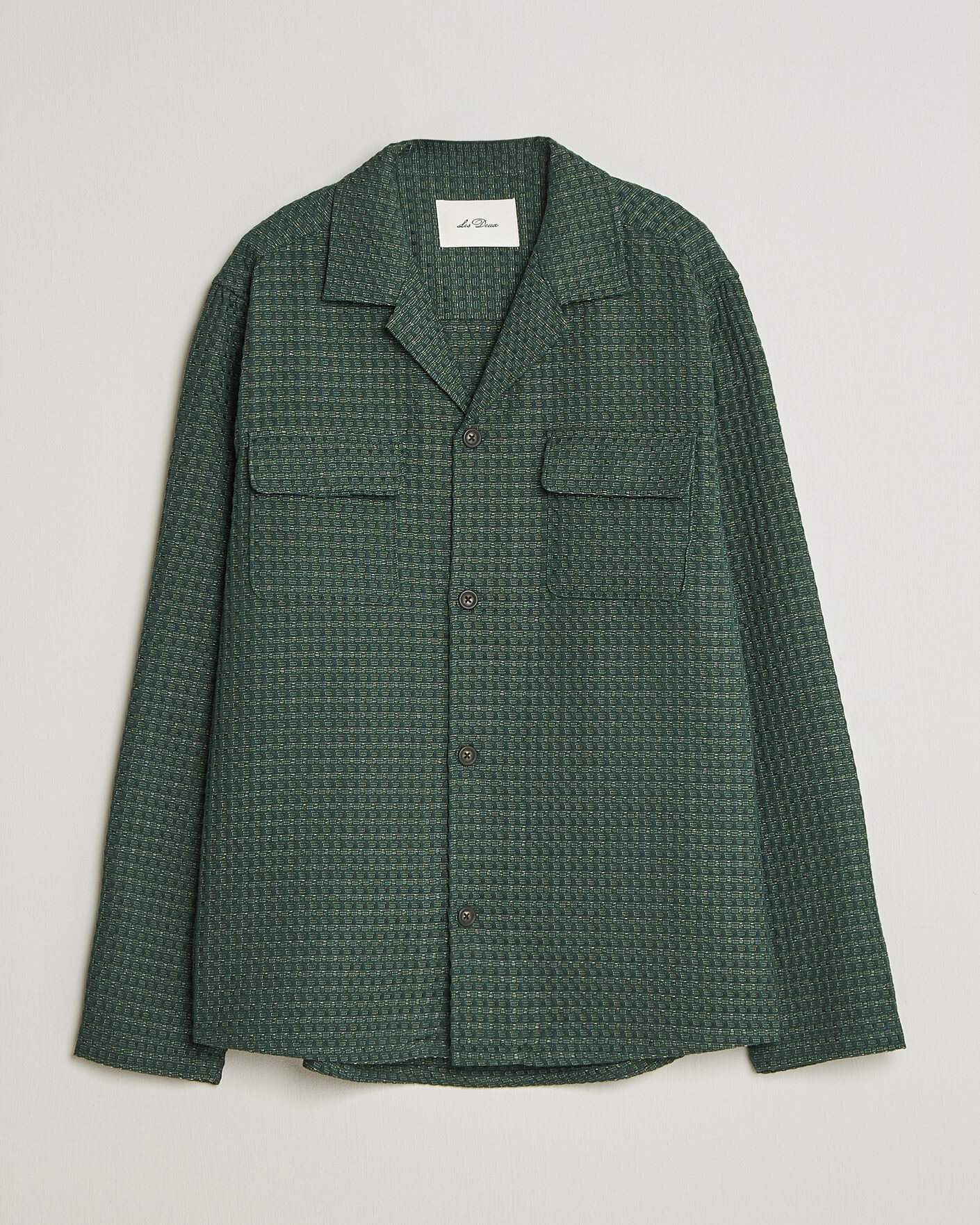 Herren | Hemden | LES DEUX | Check Seersucker Overshirt Pine Green