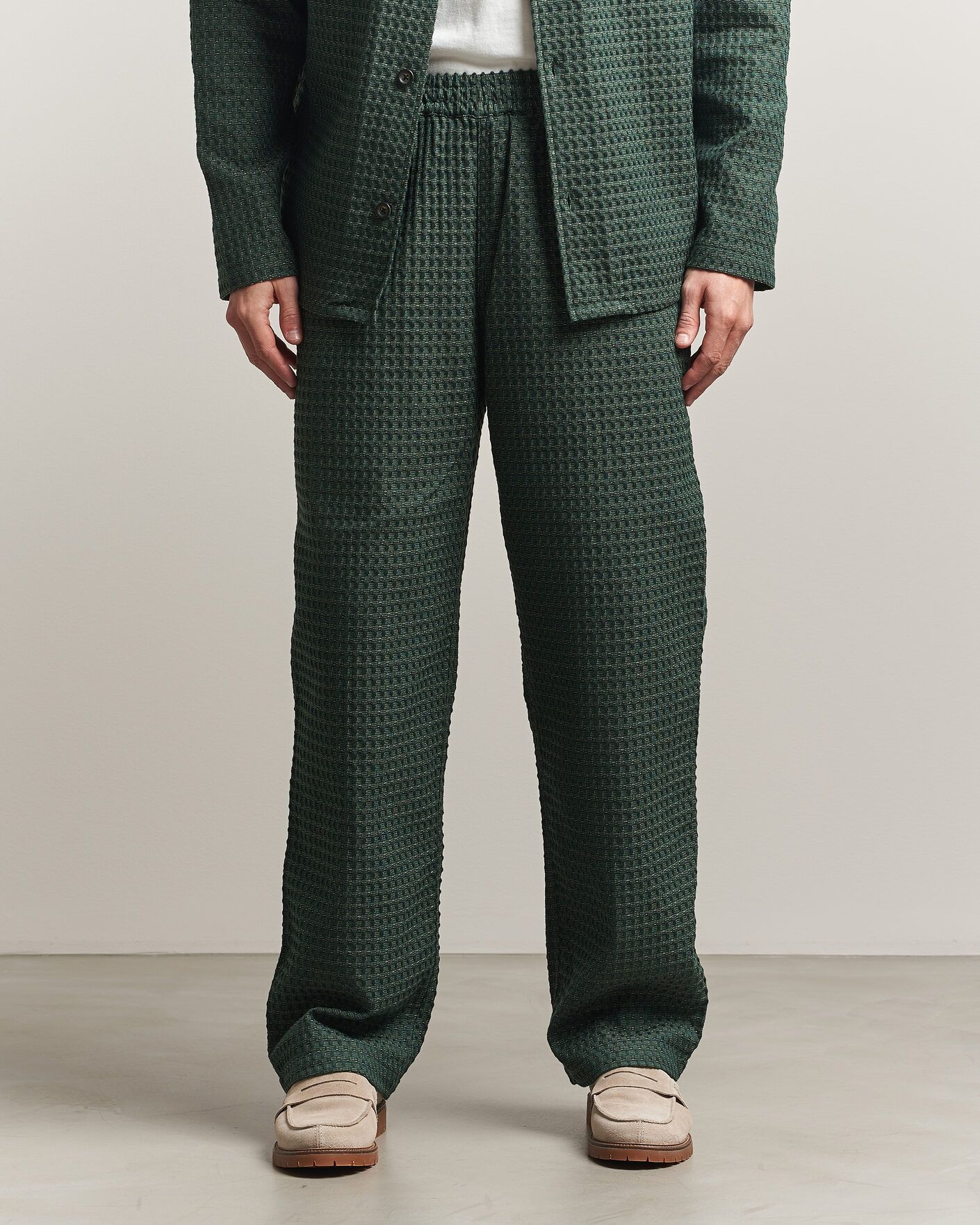Herren | Hosen | LES DEUX | Check Seersucker Casual Pants Pine Green