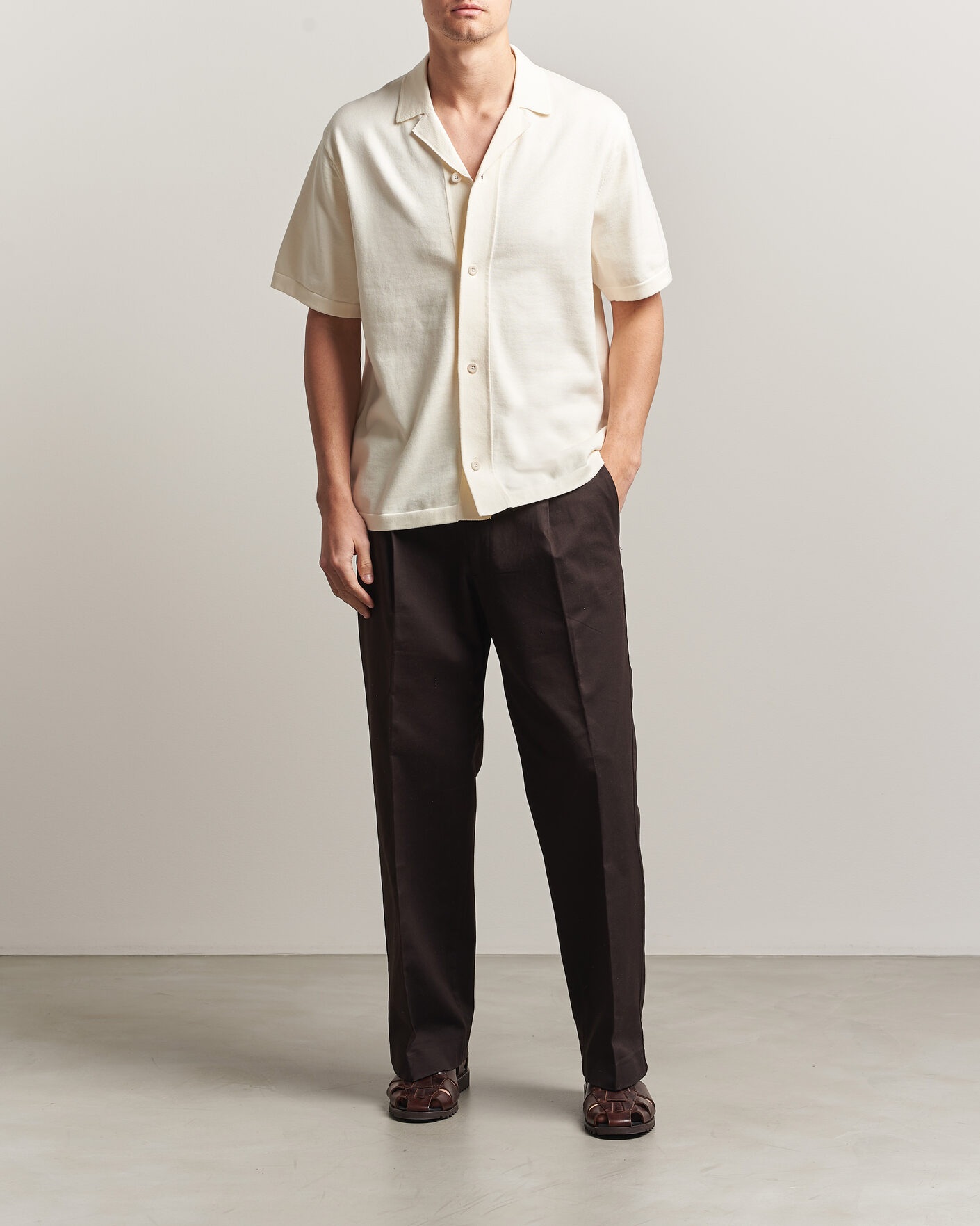 Herren | Hemden | LES DEUX | Bouquet Knitted Short Sleeve Shirt Eggnog White