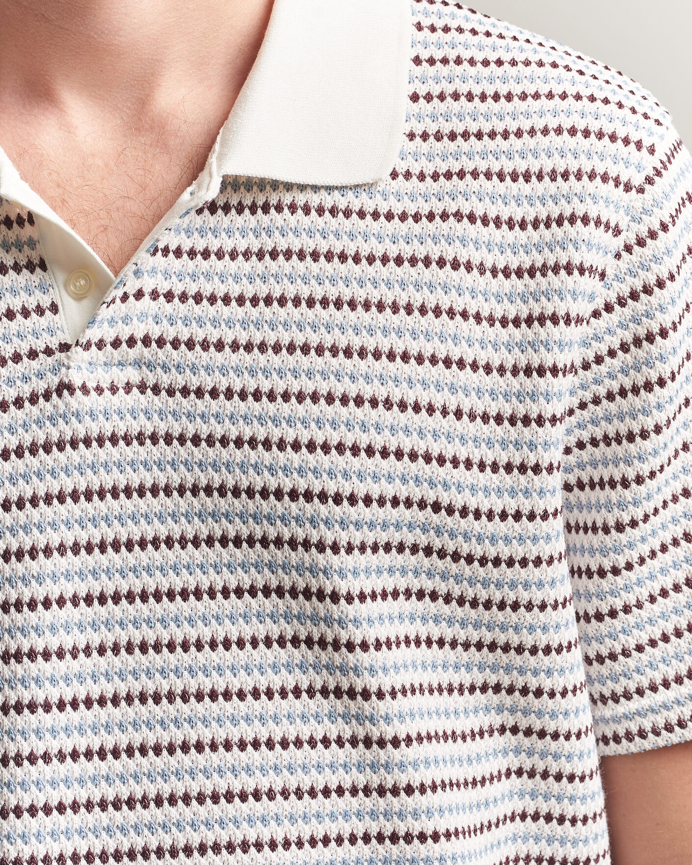 Herren | Poloshirts | LES DEUX | Knitted Stripe Polo Eggnog White