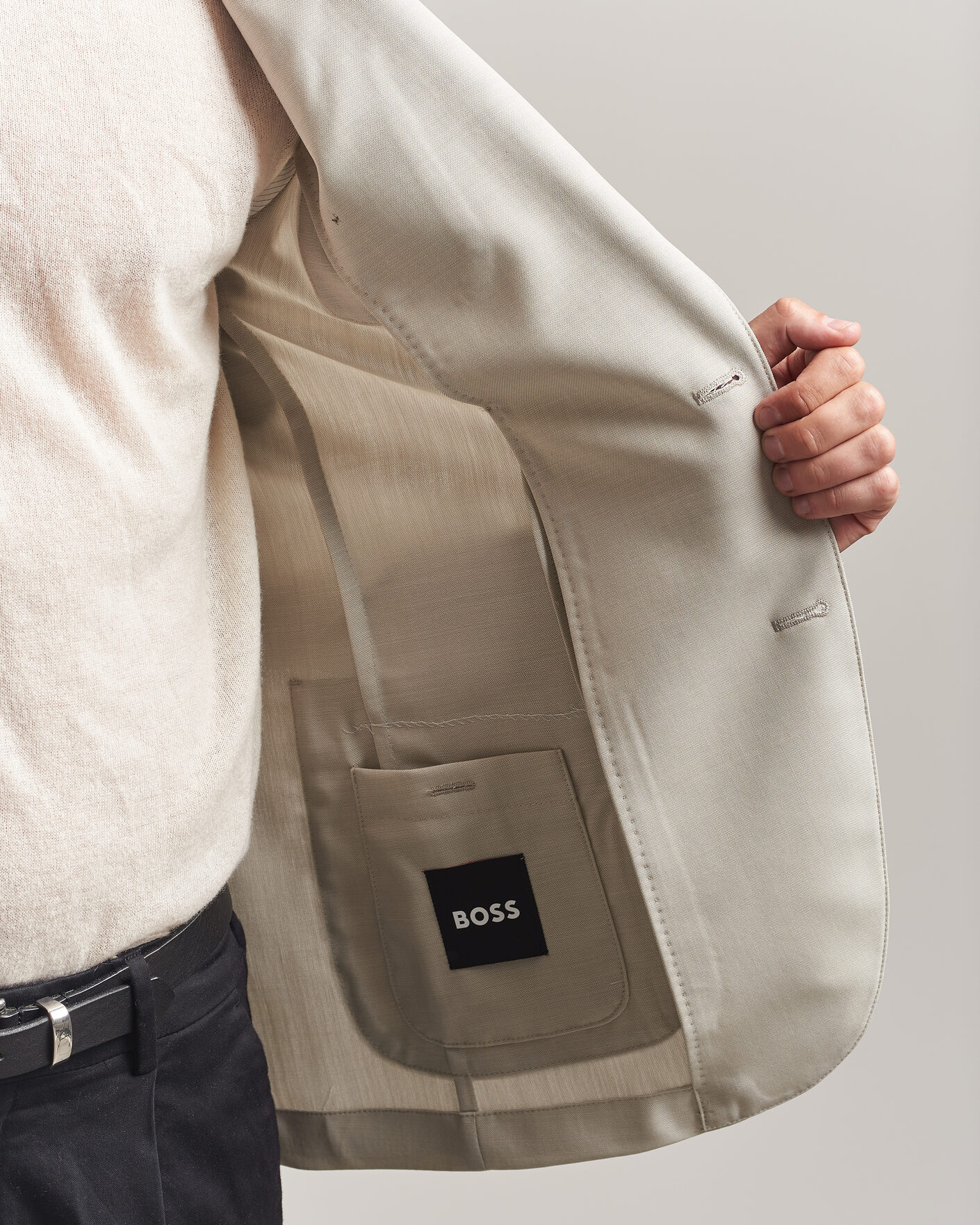 Herren | Sakkos | BOSS BLACK | Hanry Wool Patch Pocket Blazer Light Beige