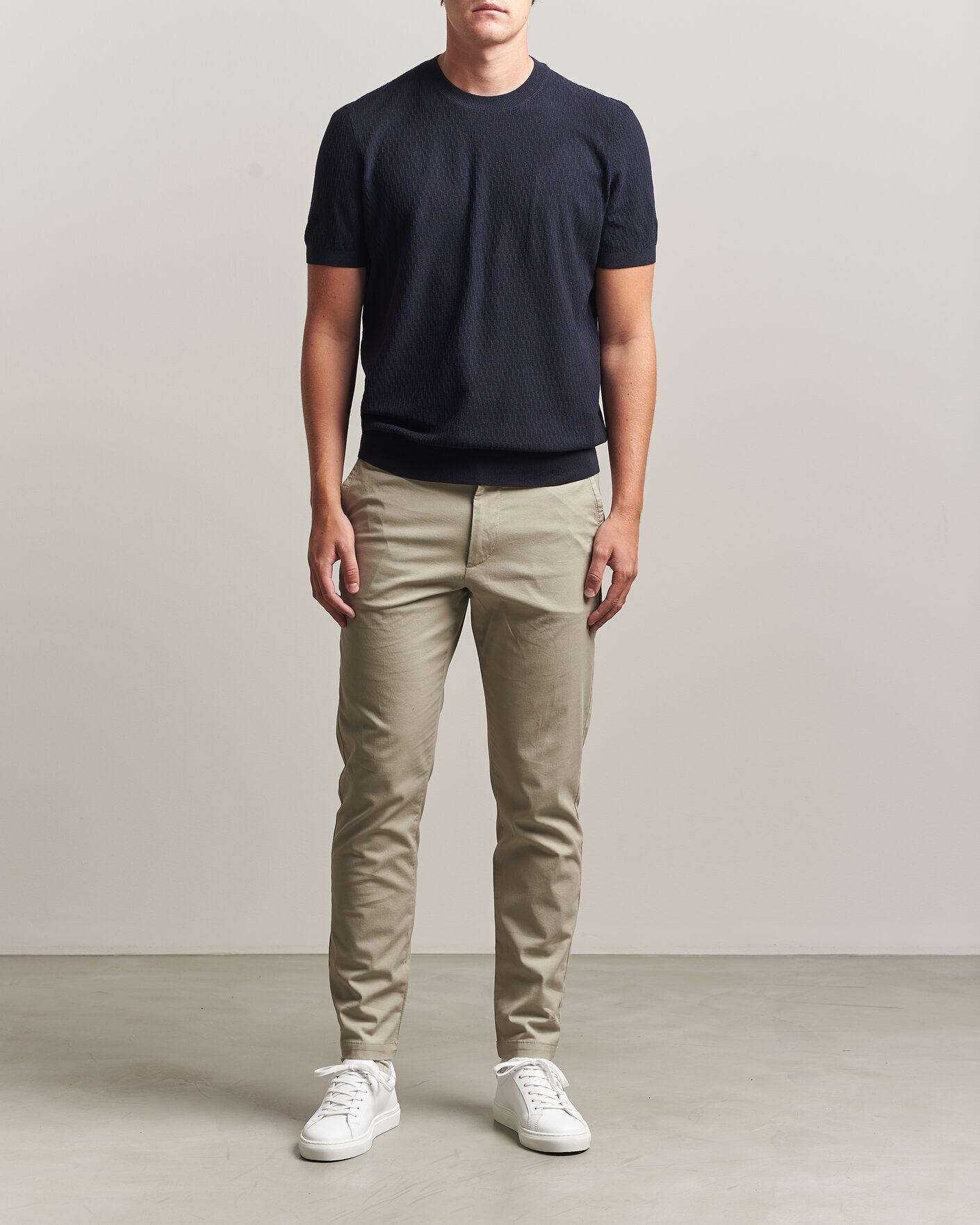 Herren | T-Shirts | BOSS BLACK | Laruso Structured Knitted T-Shirt Dark Blue