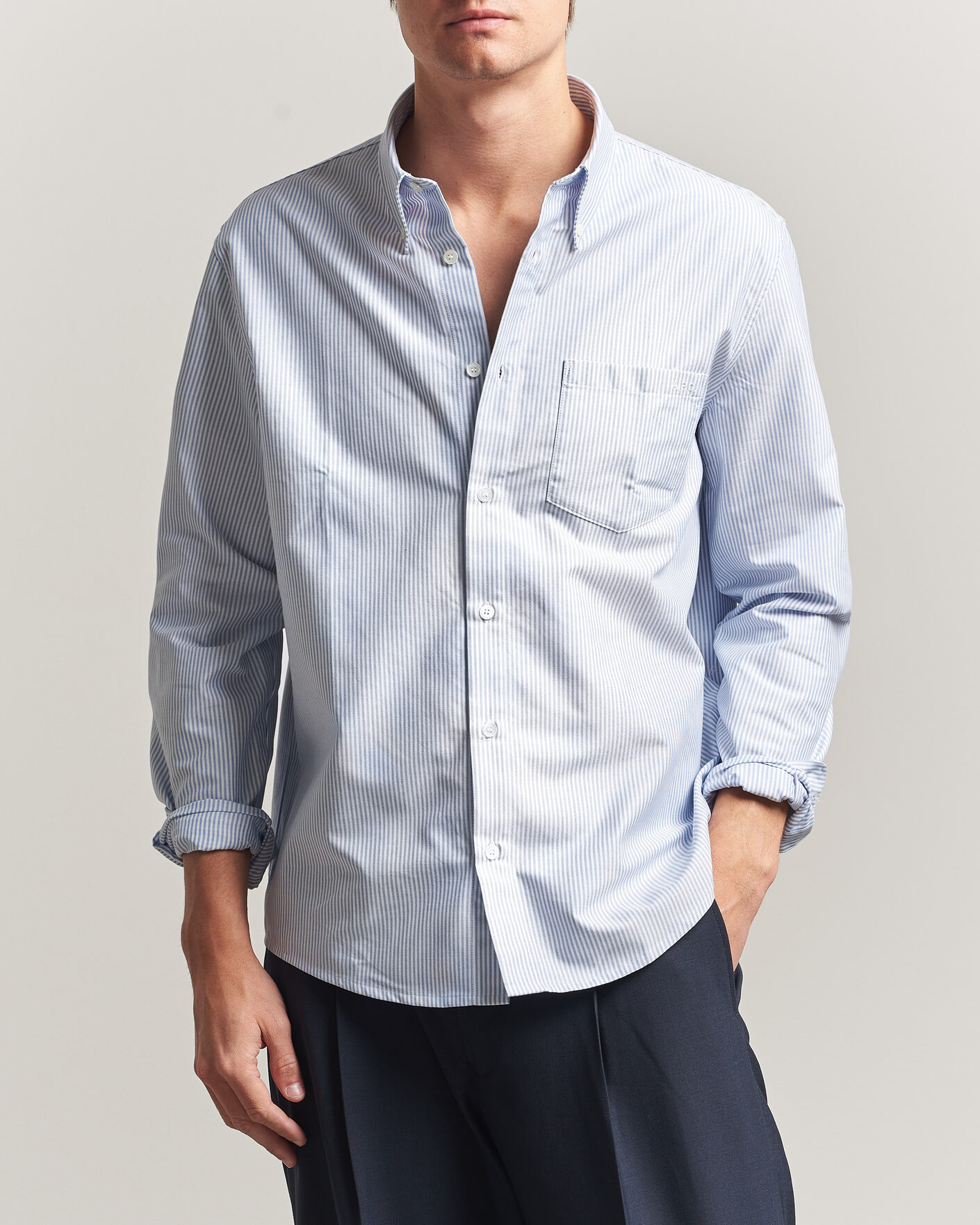 Herren | Hemden | A.P.C. | Greg Striped Oxford Shirt Blue/White