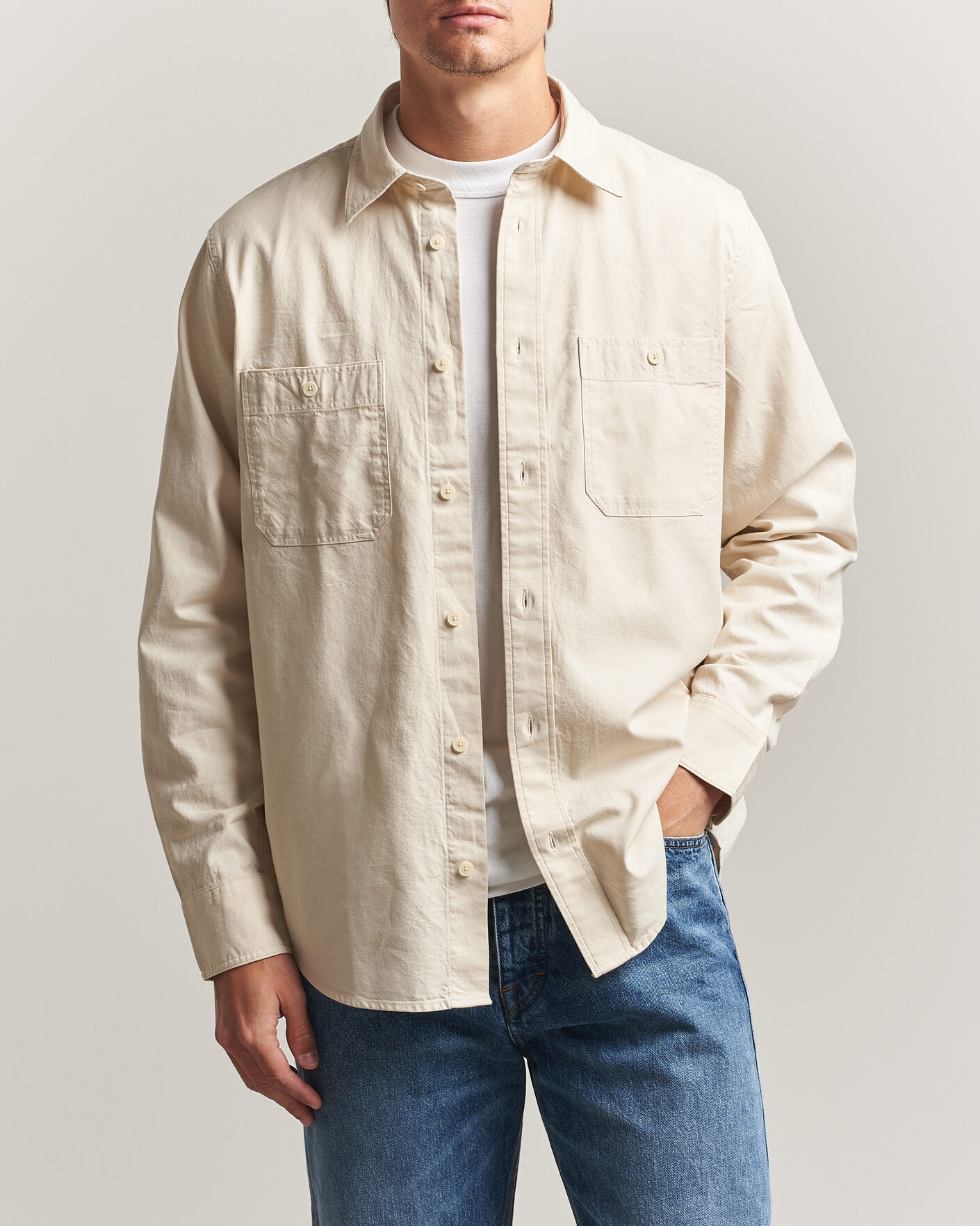 Herren | Hemden | NN07 | Colby Twill Overshirt Ivory