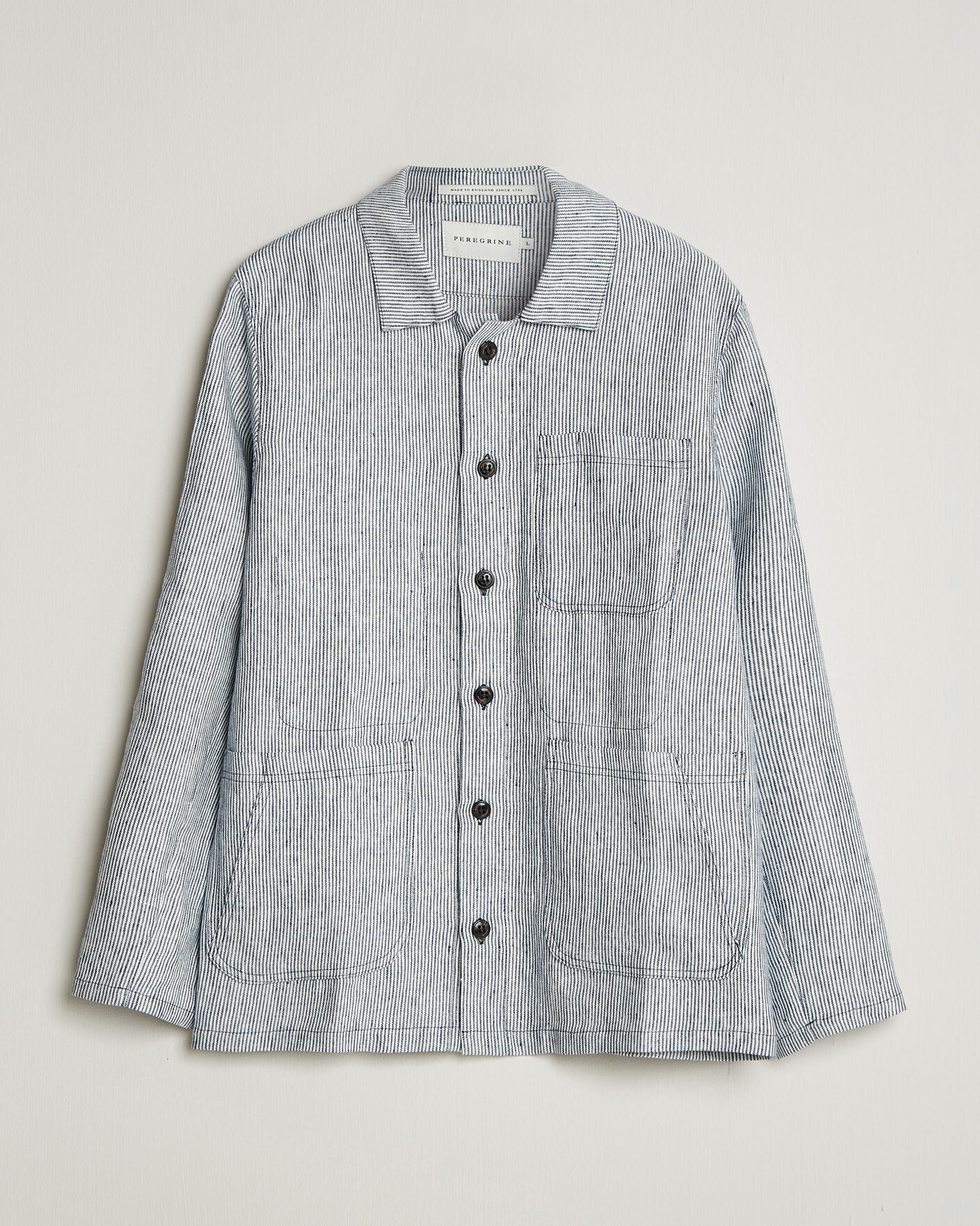 Herren | Hemden | Peregrine | Windsor Linen Shacket Navy Stripe