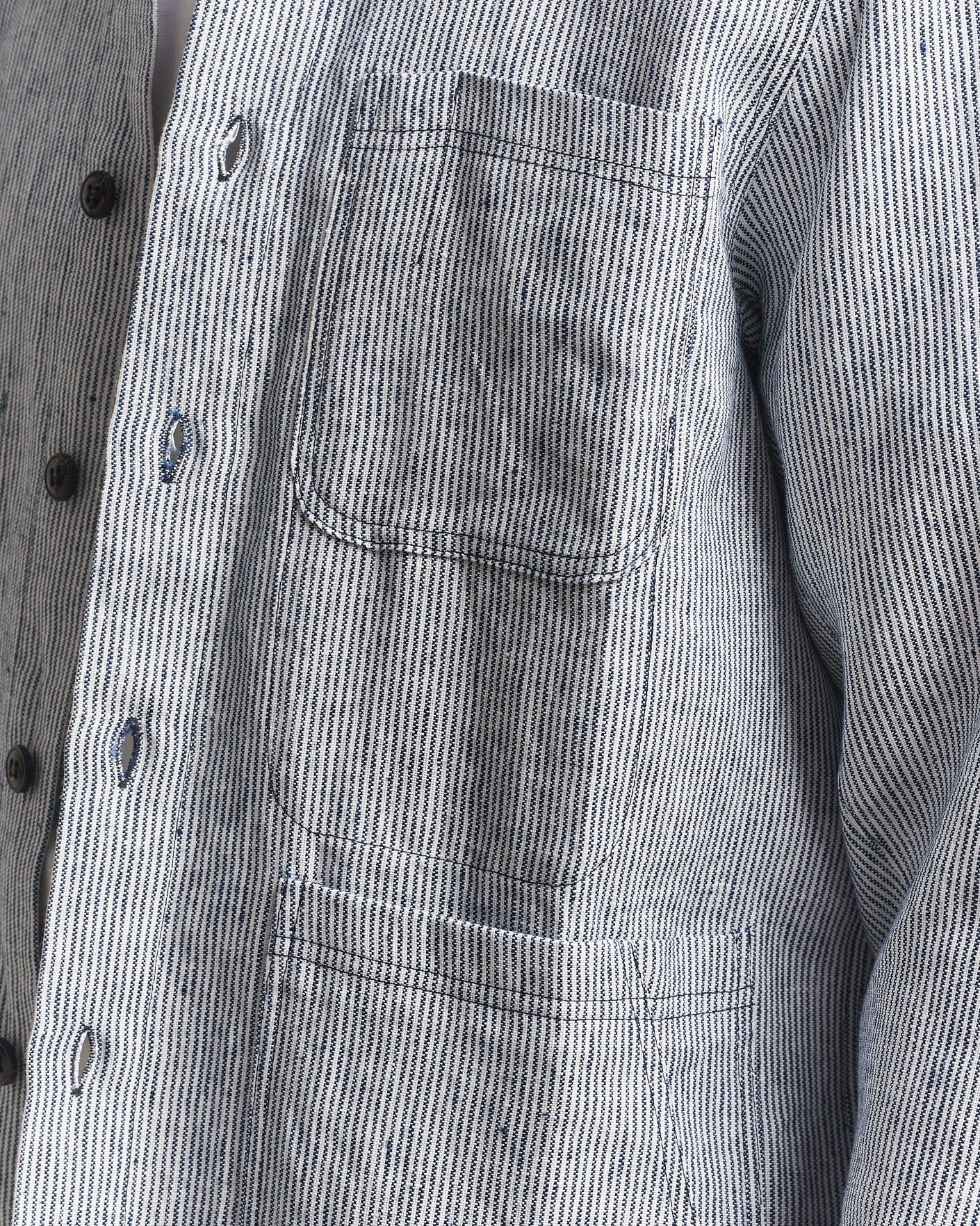 Herren | Hemden | Peregrine | Windsor Linen Shacket Navy Stripe